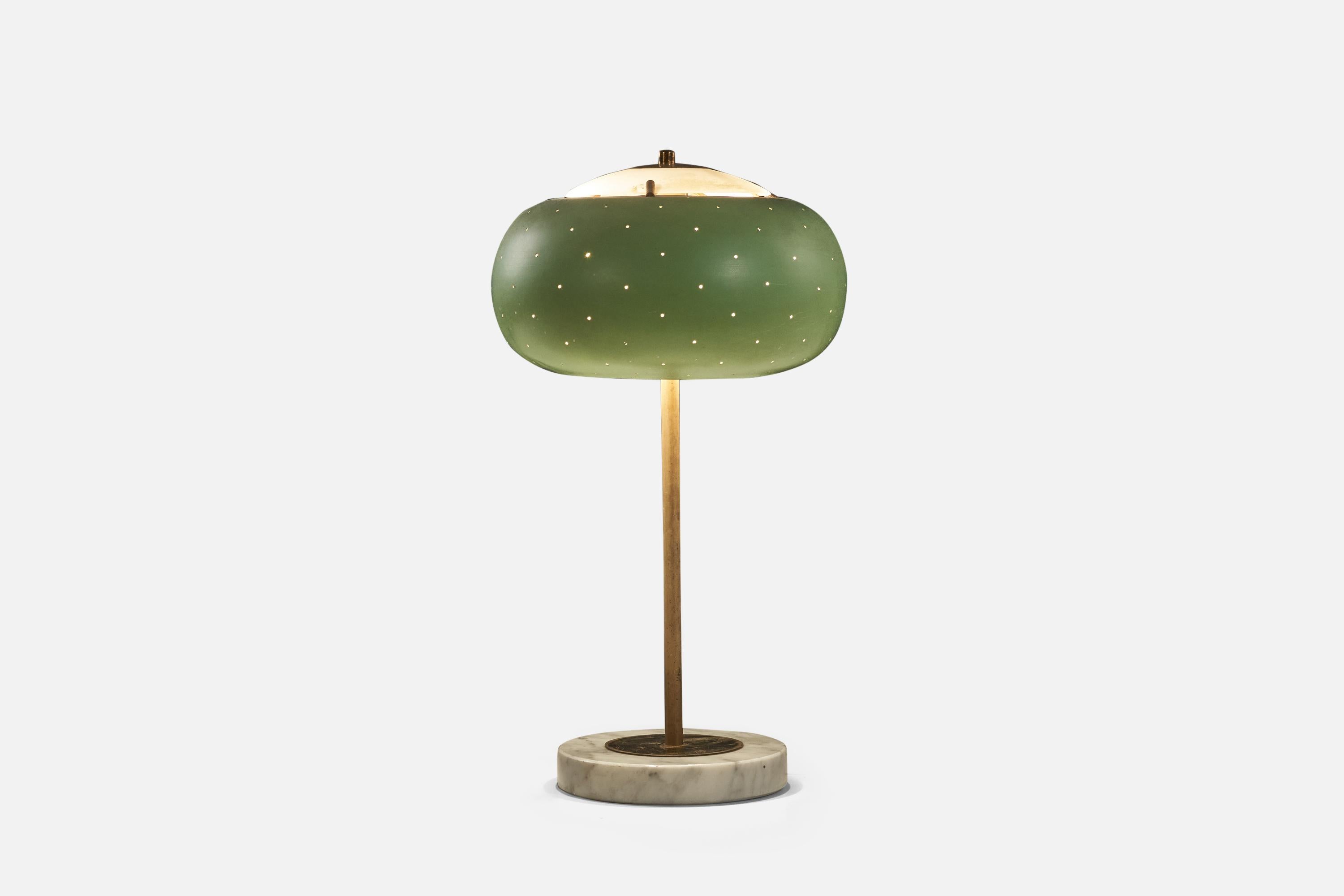 Italiano Stilux Milano, lampada da tavolo, ottone, metallo, marmo, Italia, anni '50 in vendita