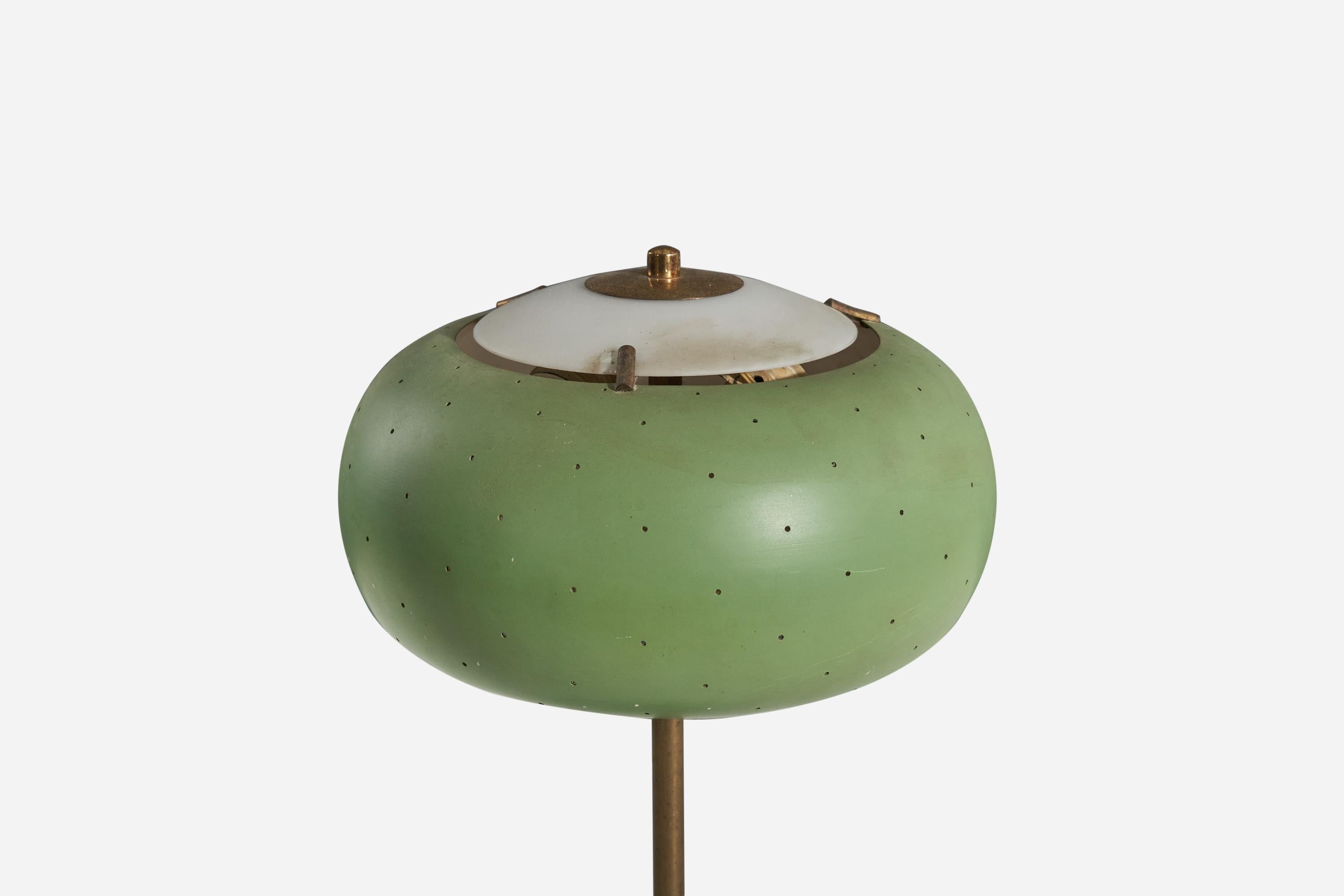 Stilux Milano, Table Lamp, Brass, Metal, Marble, Italy, 1950s In Good Condition For Sale In High Point, NC