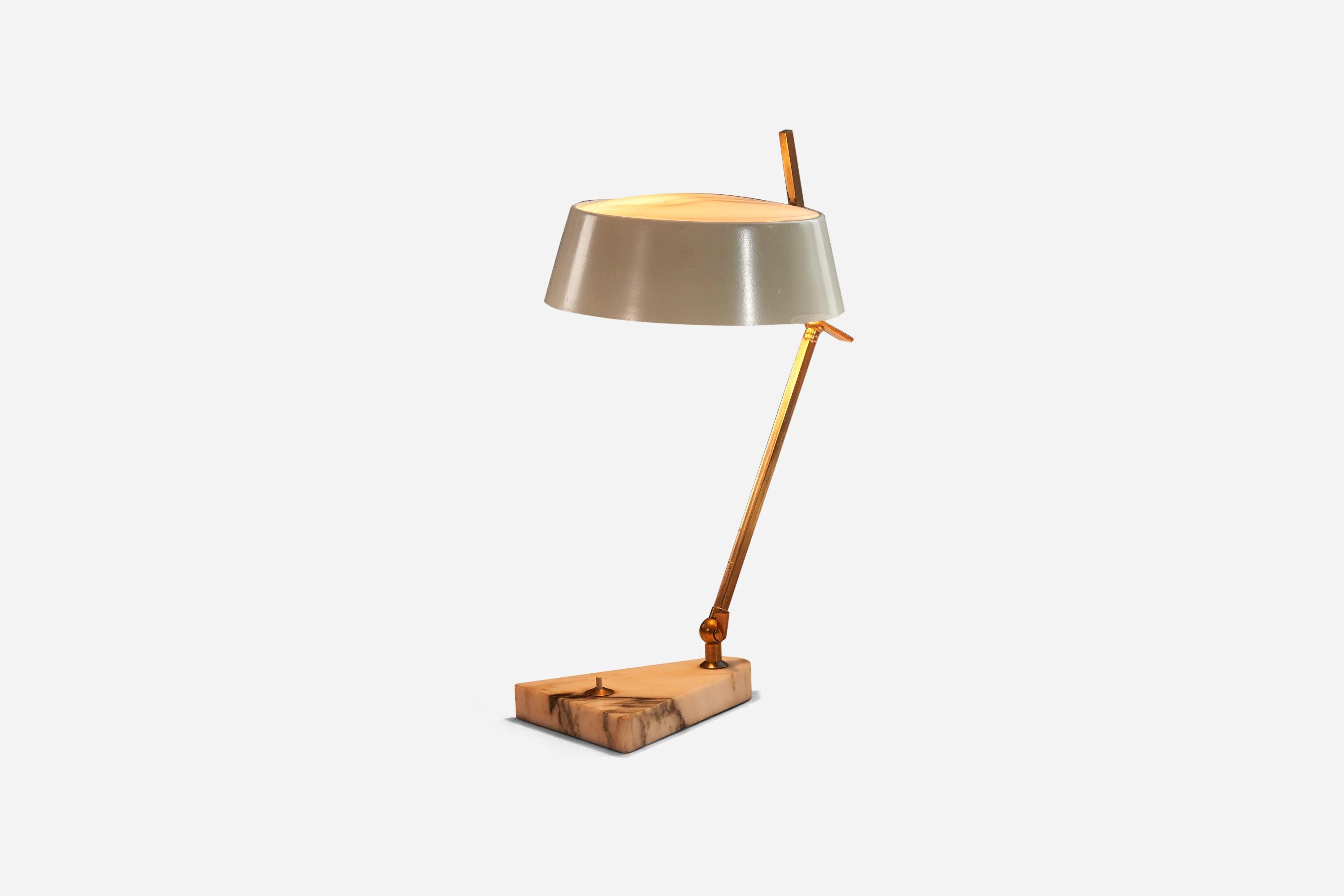 Stilux Milano, lampada da tavolo, ottone, metallo, marmo, Italia, anni '50 In condizioni buone in vendita a High Point, NC