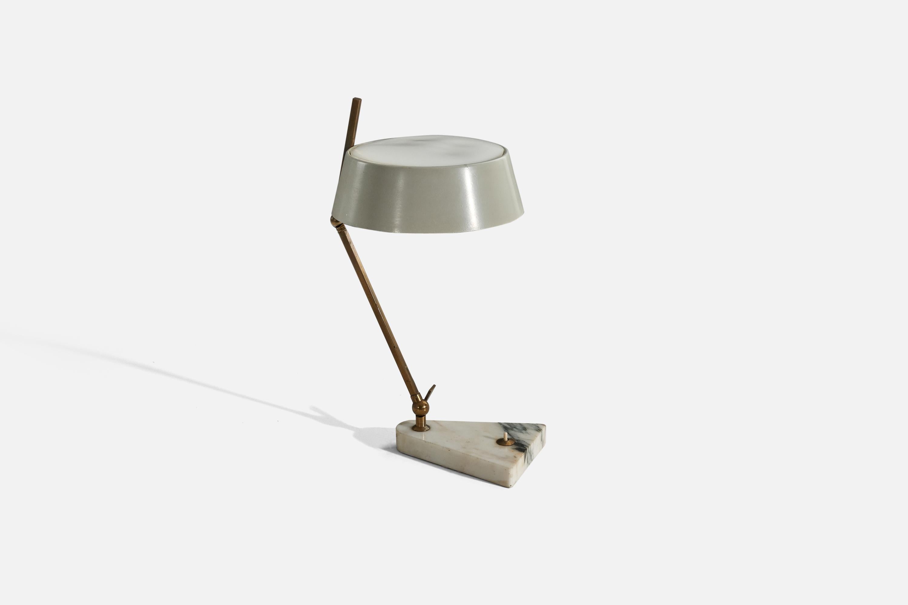 Mid-20th Century Stilux Milano, Table Lamp, Brass, Metal, Marble, Italy, 1950s For Sale