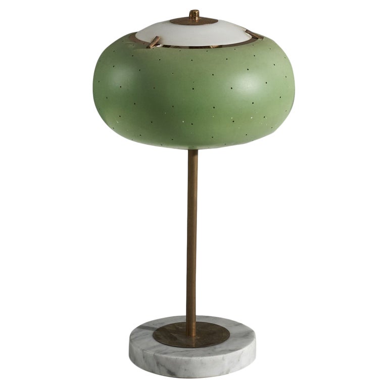 Stilux Milano, Table Lamp, Brass, Metal, Marble, Italy, 1950s For
