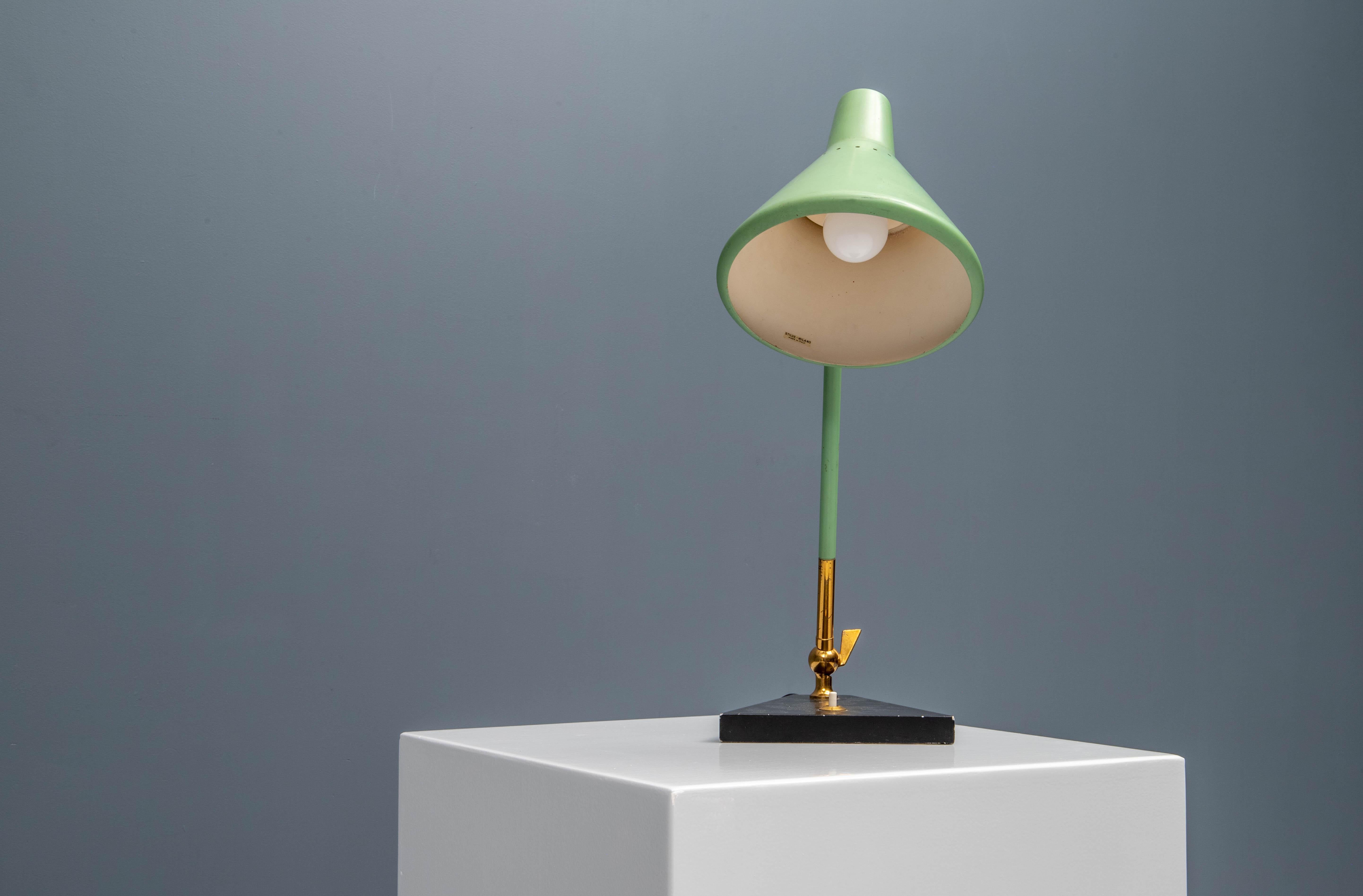 Mid-20th Century Stilux Milano Table Lamp in Metal and Brass, Italy, 1960s