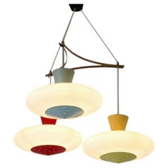 Stilux Milano Unique three-light chandelier with a brass and painted metal fram
