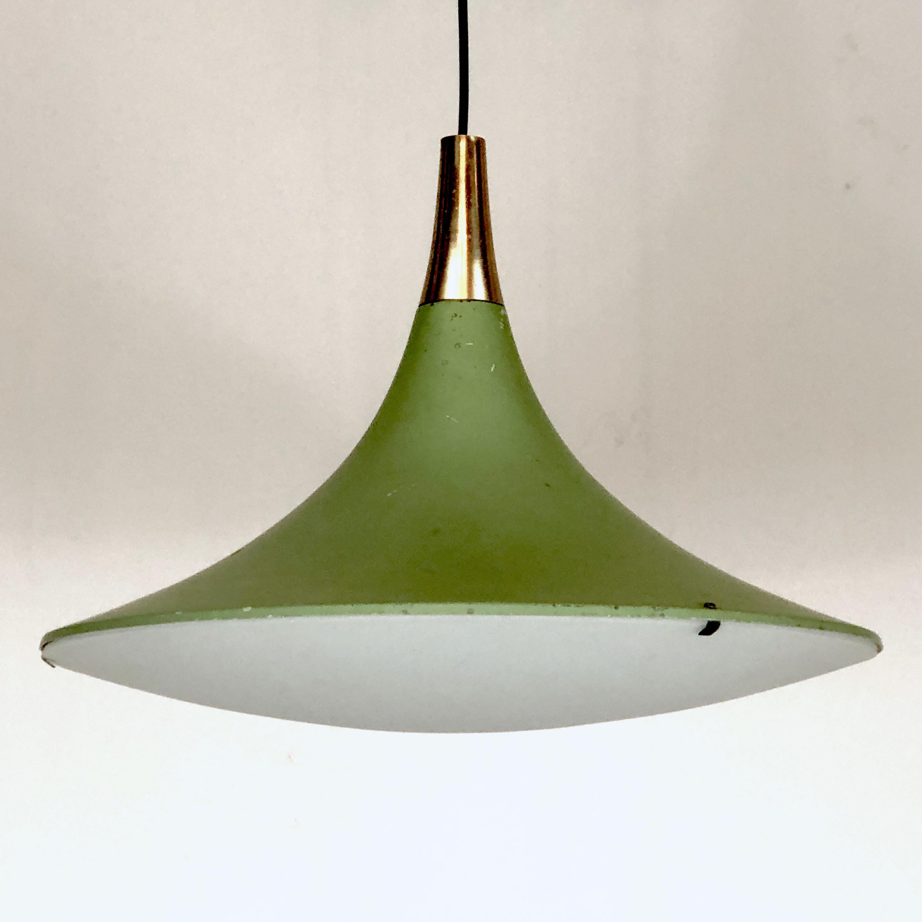 Mid-Century Modern Stilux Milano, Vintage green hanging lamp from 60s For Sale