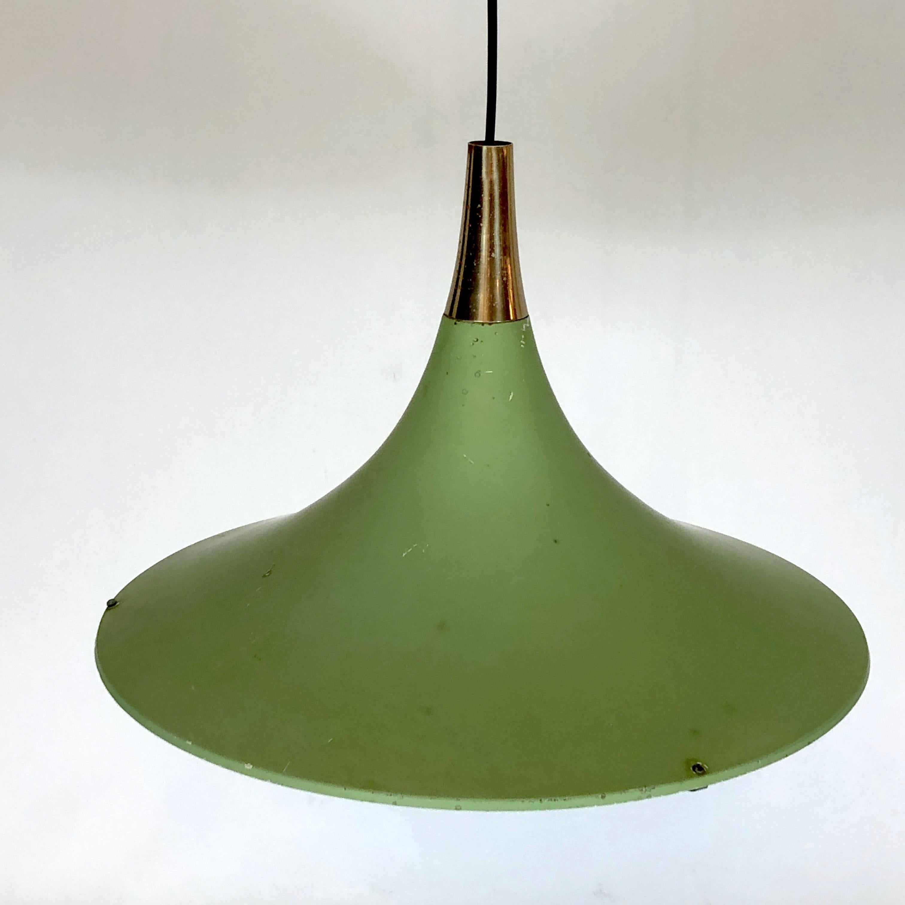 Italian Stilux Milano, Vintage green hanging lamp from 60s For Sale