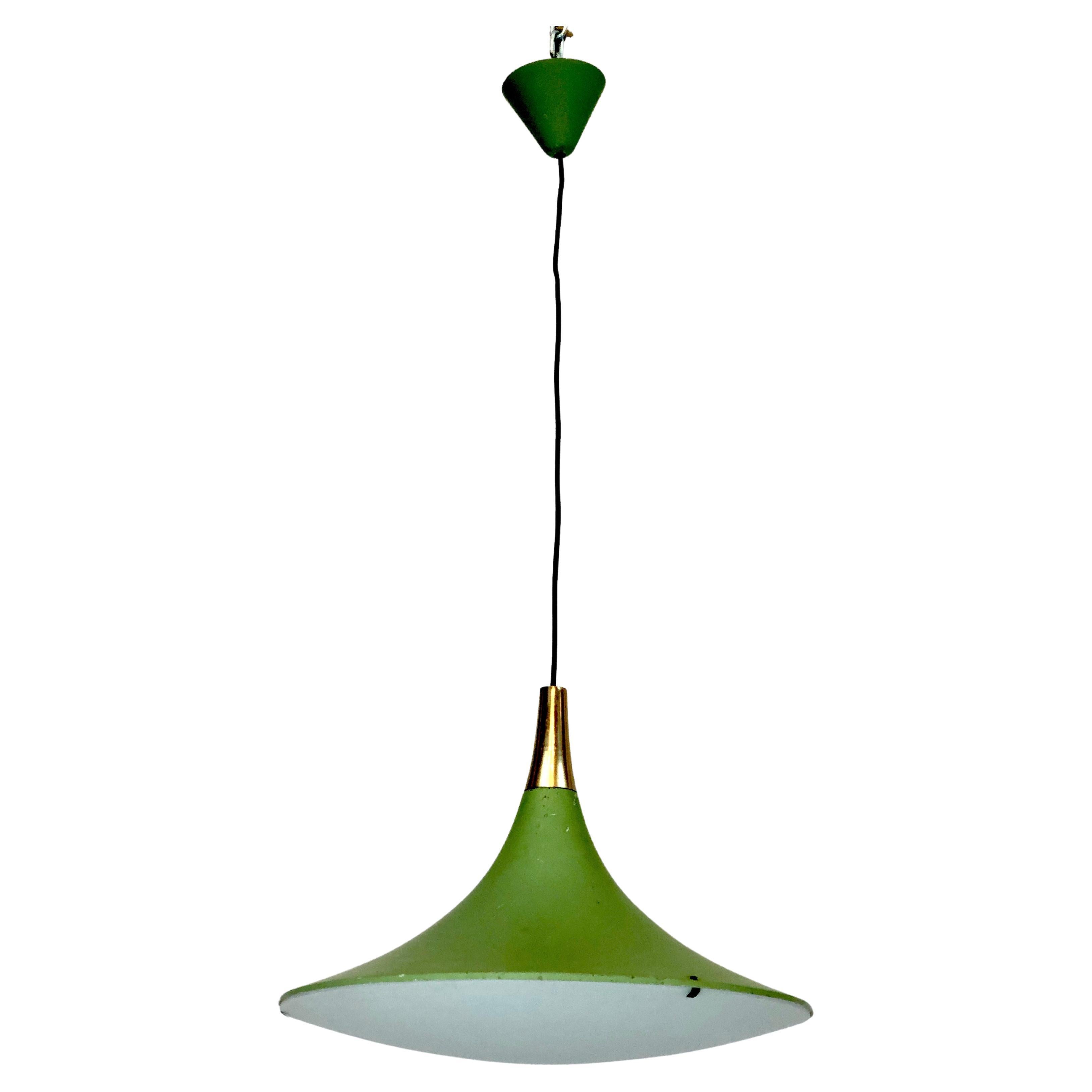 Stilux Milano, Vintage green hanging lamp from 60s For Sale