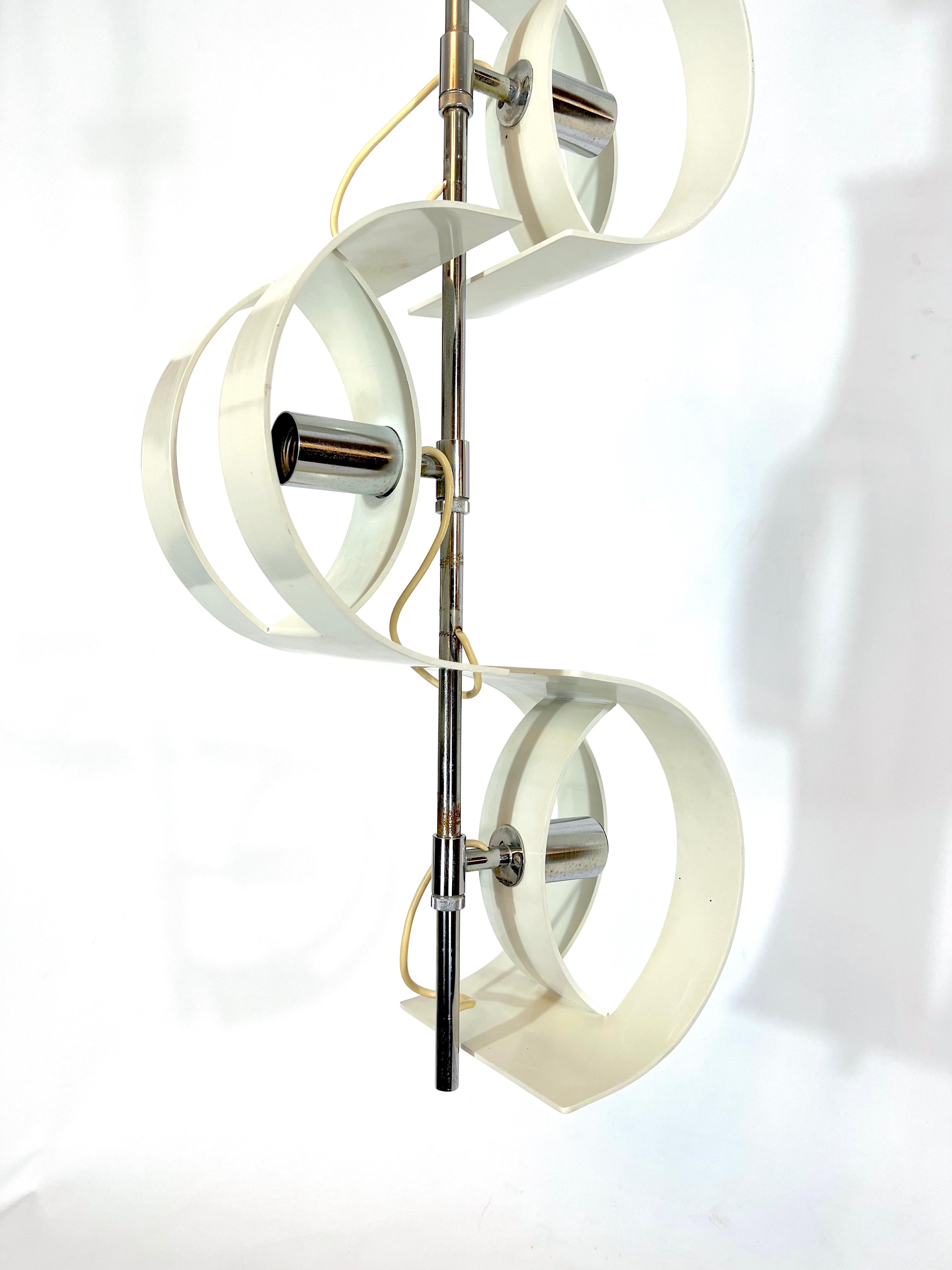 Mid-Century Modern Stilux Milano, Vintage Italian Chrome Chandelier from 60s For Sale