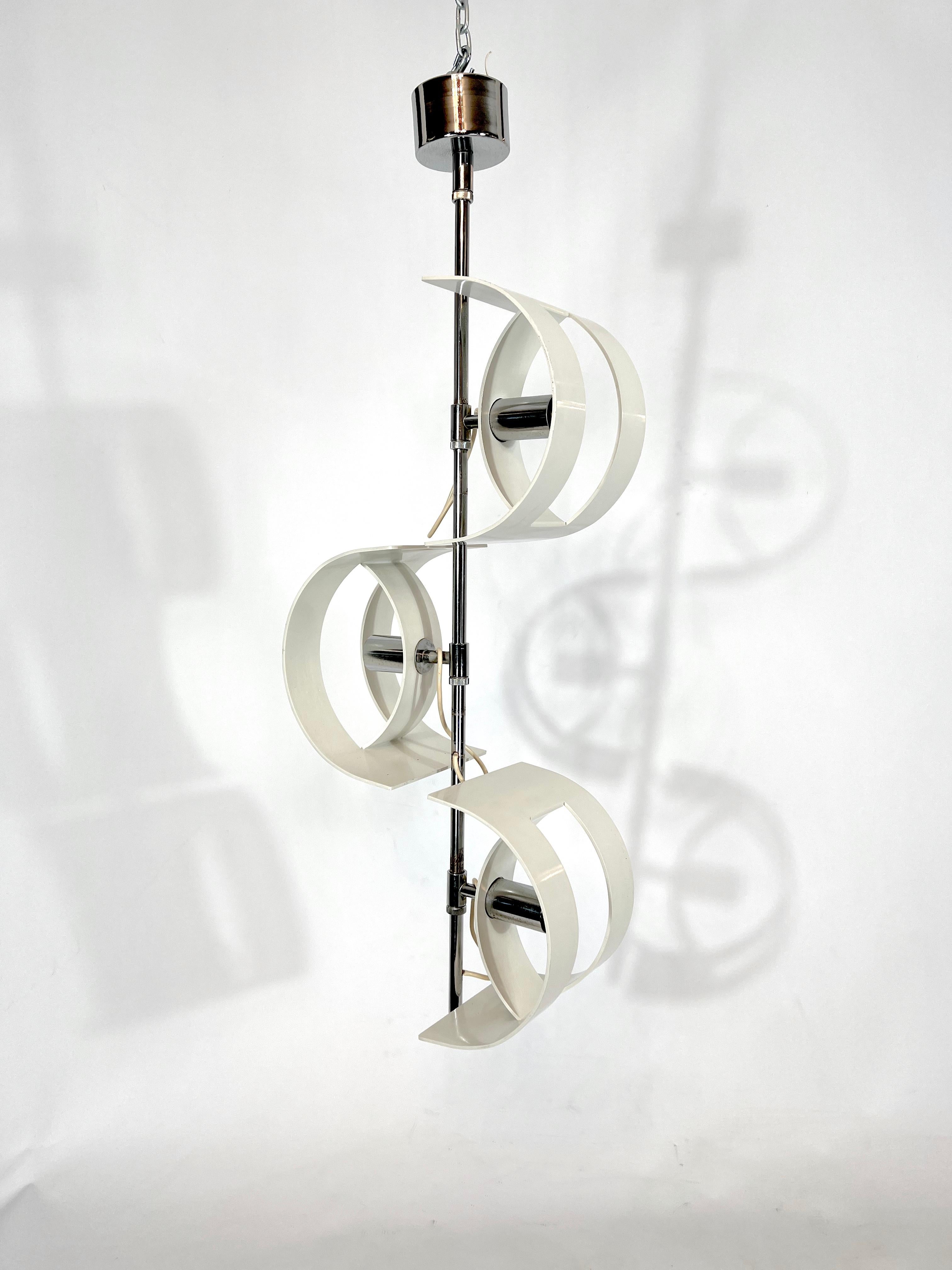 20th Century Stilux Milano, Vintage Italian Chrome Chandelier from 60s For Sale