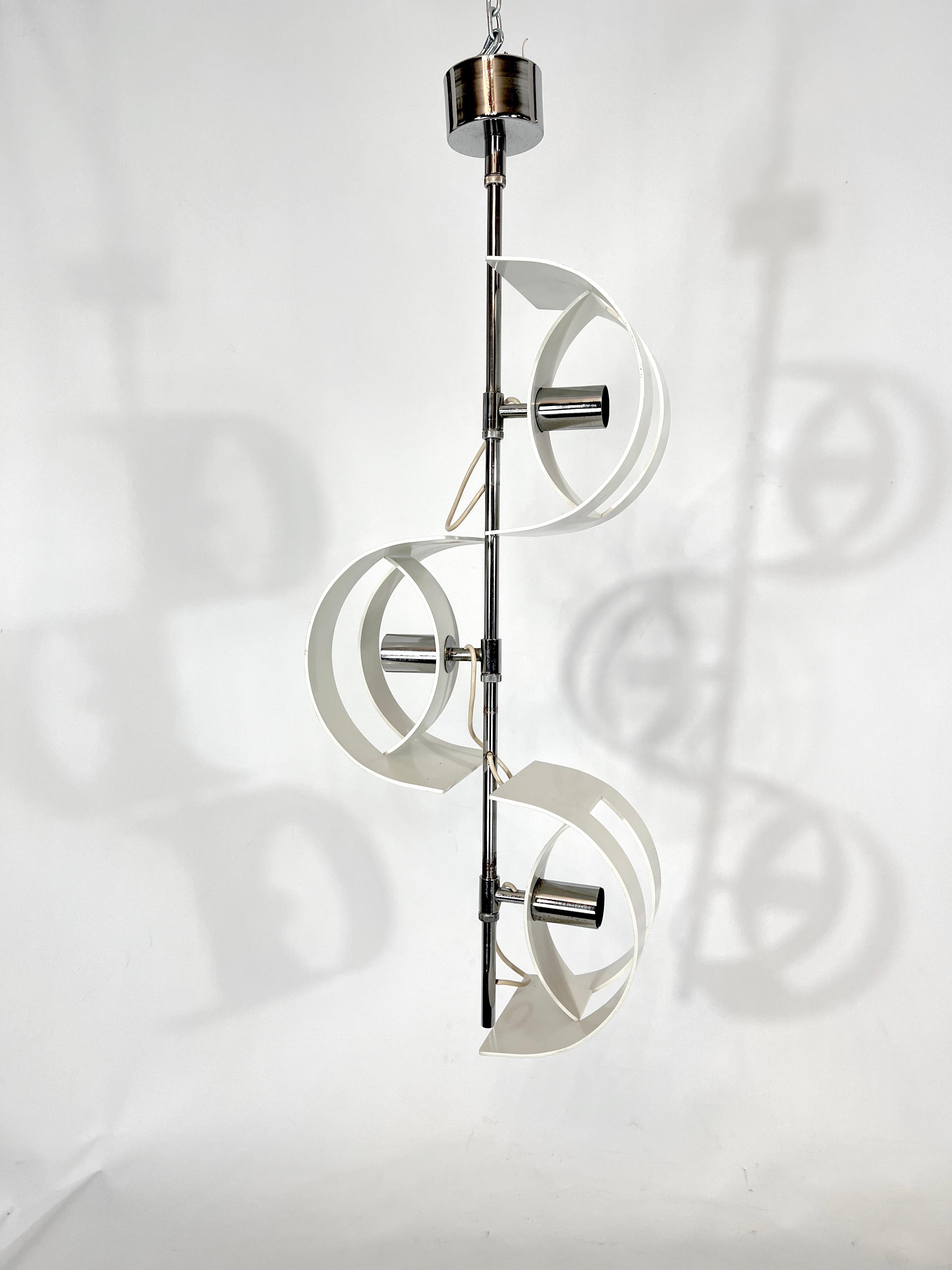 Stilux Milano, Vintage Italian Chrome Chandelier from 60s For Sale 1