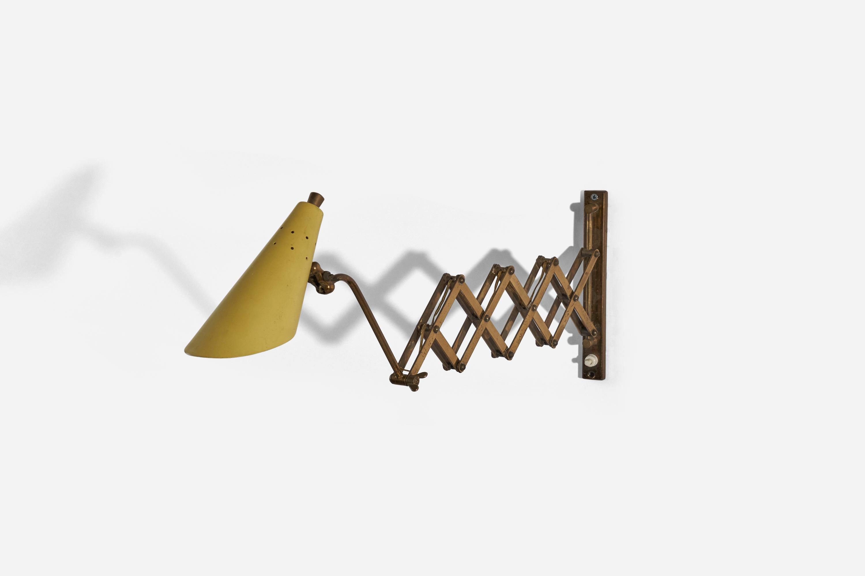 Mid-Century Modern Stilux Milano, Wall Light, Brass, Metal, Italy, 1950s For Sale