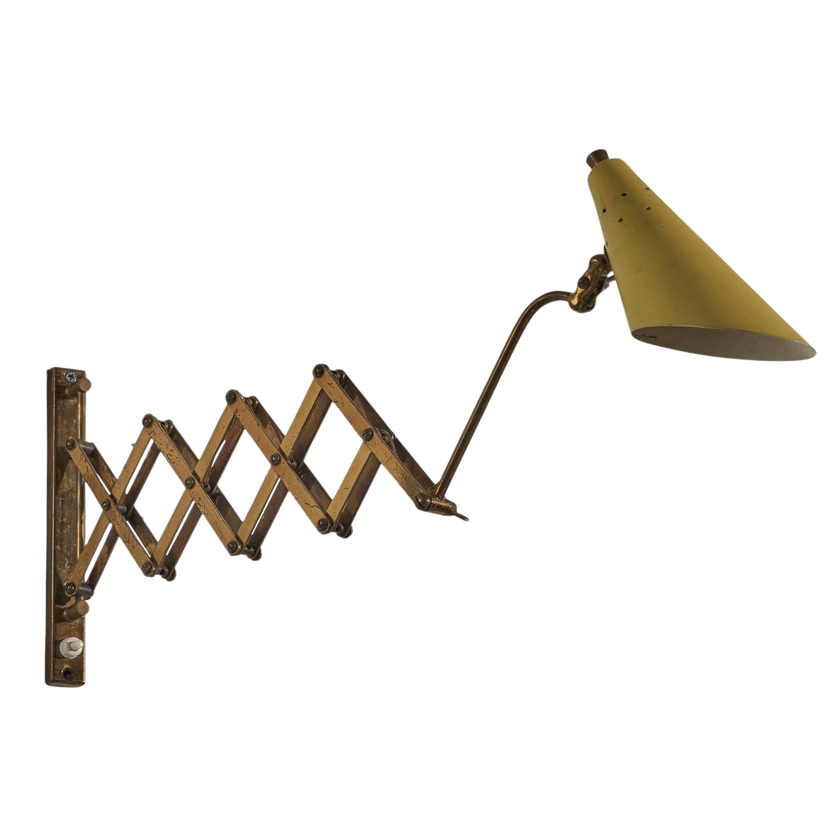 Stilux Milano, Wall Light, Brass, Metal, Italy, 1950s