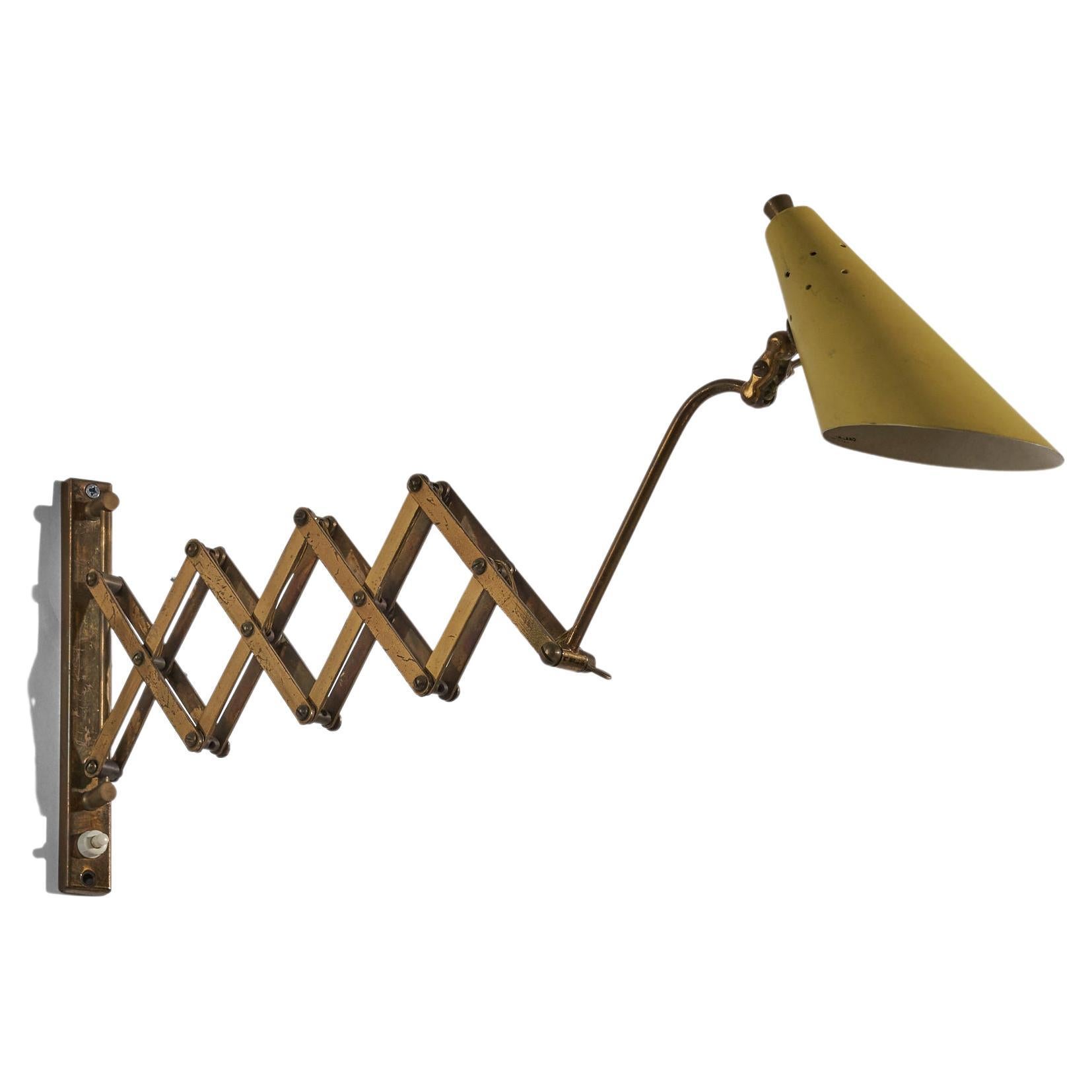 Stilux Milano, Wall Light, Brass, Metal, Italy, 1950s For Sale