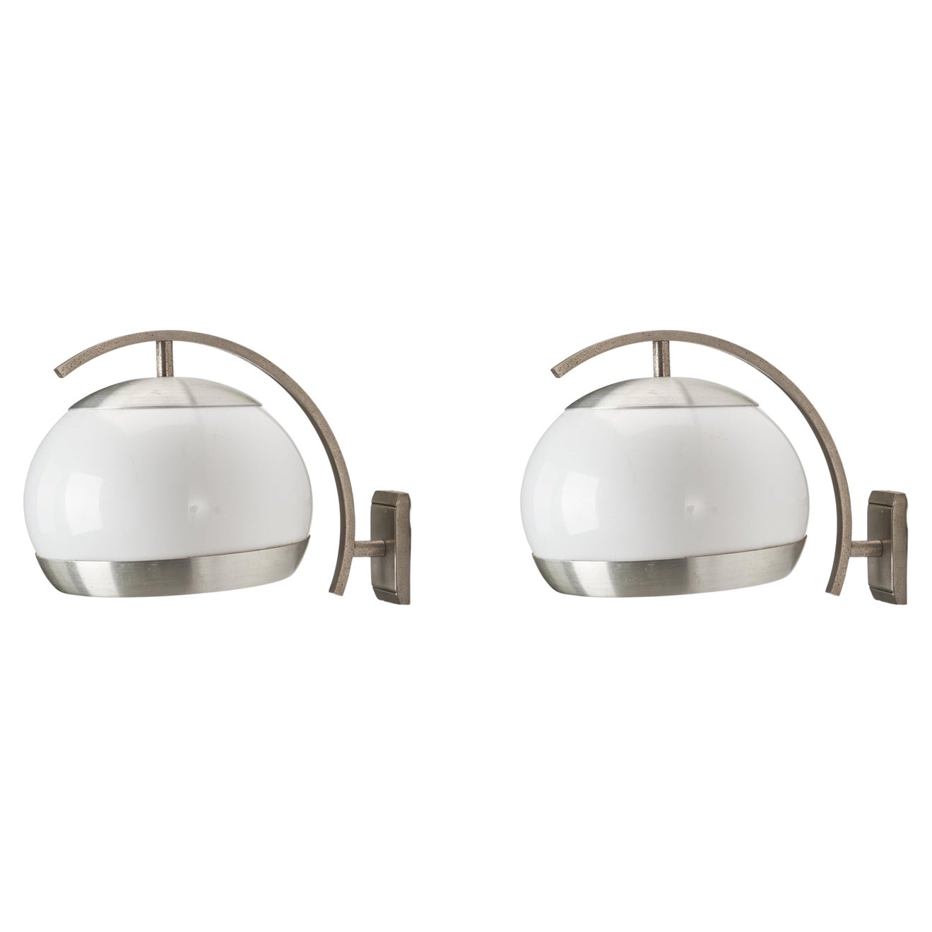 Stilux Milano, Wall Lights, Acrylic, Nickel-Plated Brass, Italy, 1960s For Sale