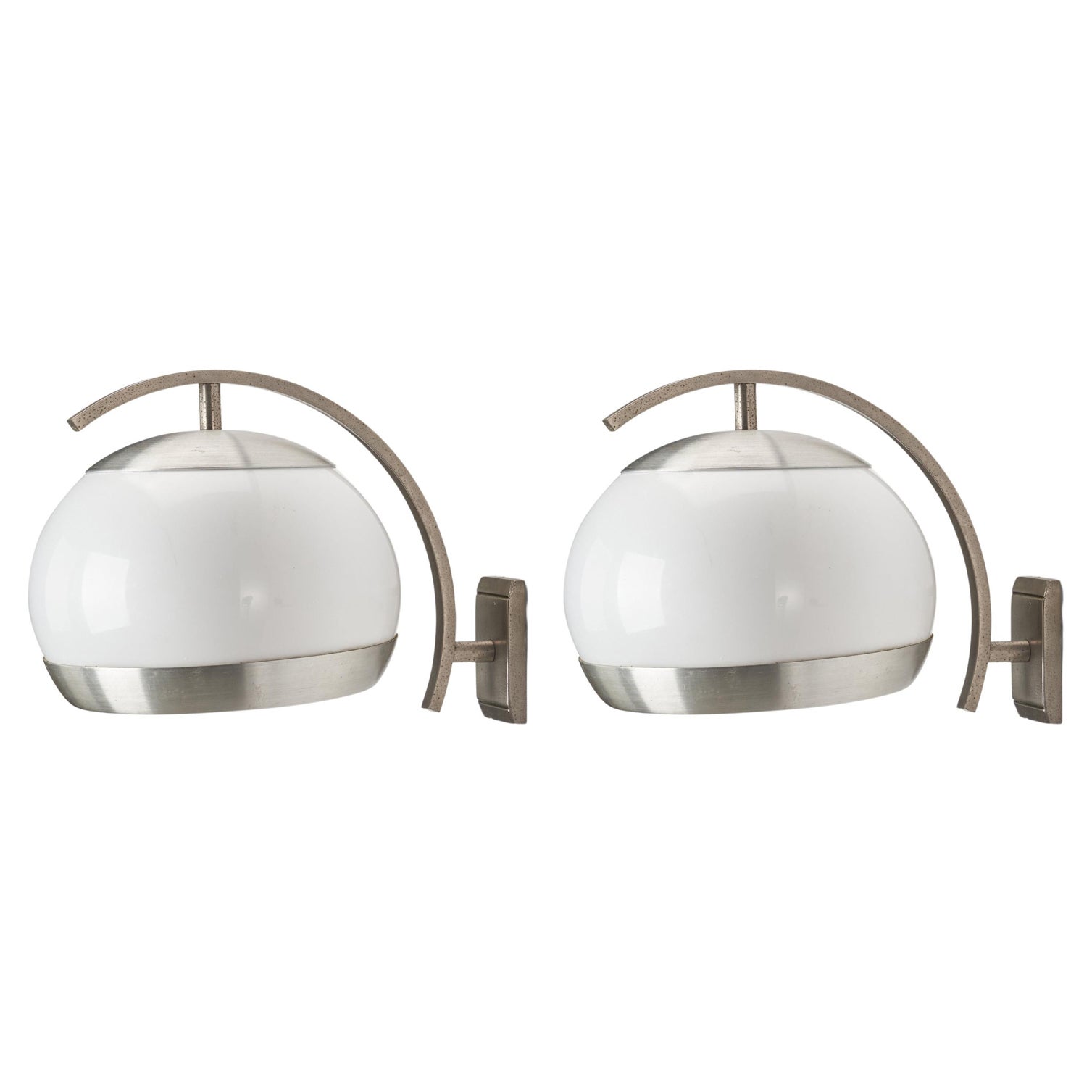 Stilux Milano, Wall Lights, Acrylic, Nickel-plated brass, Italy, 1960s For Sale
