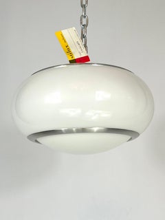 Stilux Milano, plafonnier en perspex blanc et aluminium des années 60