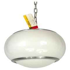 Stilux Milano, White Perspex and Aluminum Ceiling Lamp from 60s