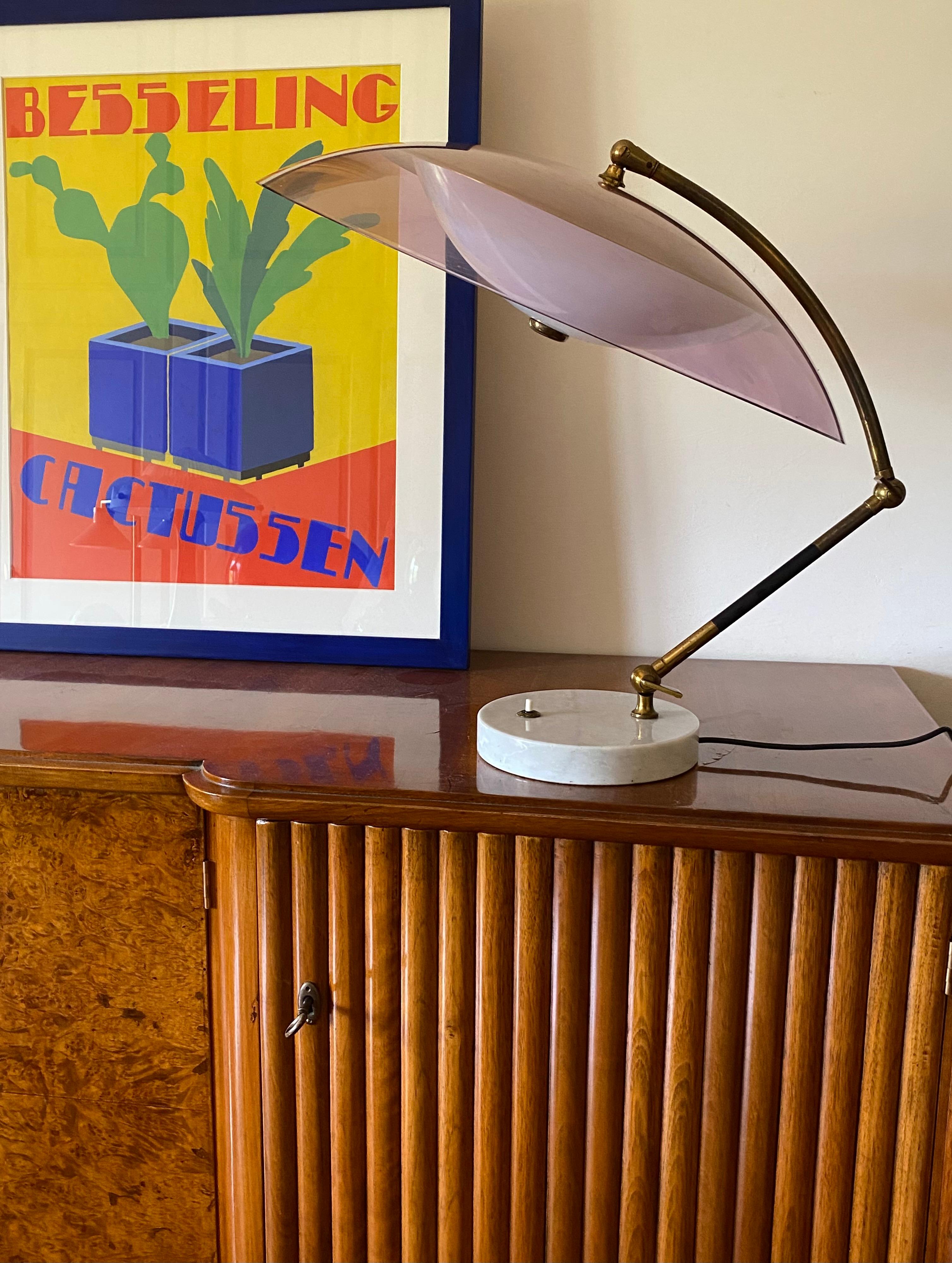 Mid-Century Modern Stilux, mod. lampe de table à dôme Orléans, Stilux Milano Italie, 1955 en vente