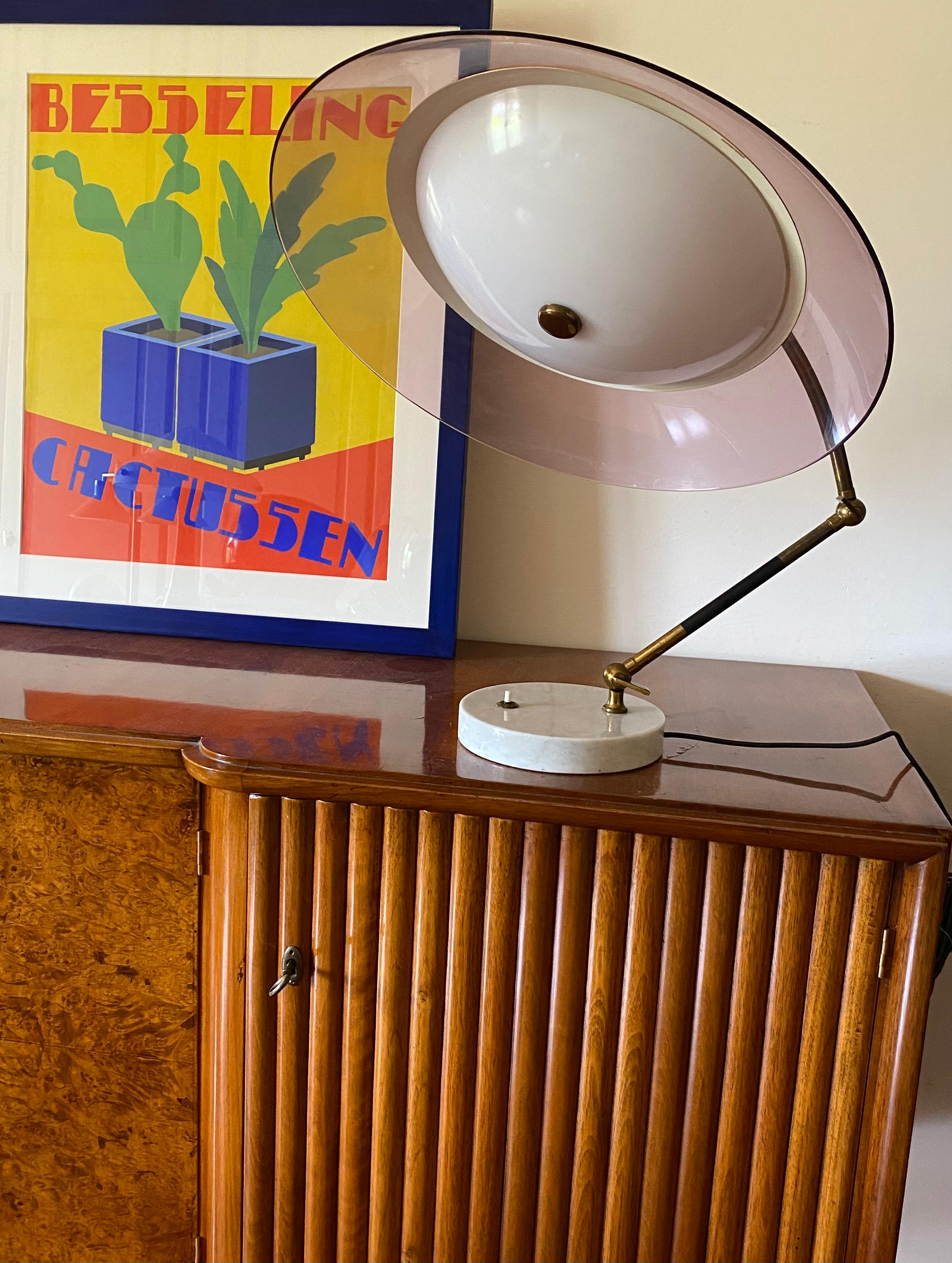 Italian Stilux, mod. Orleans dome table lamp, Stilux Milano Italy, 1955 For Sale