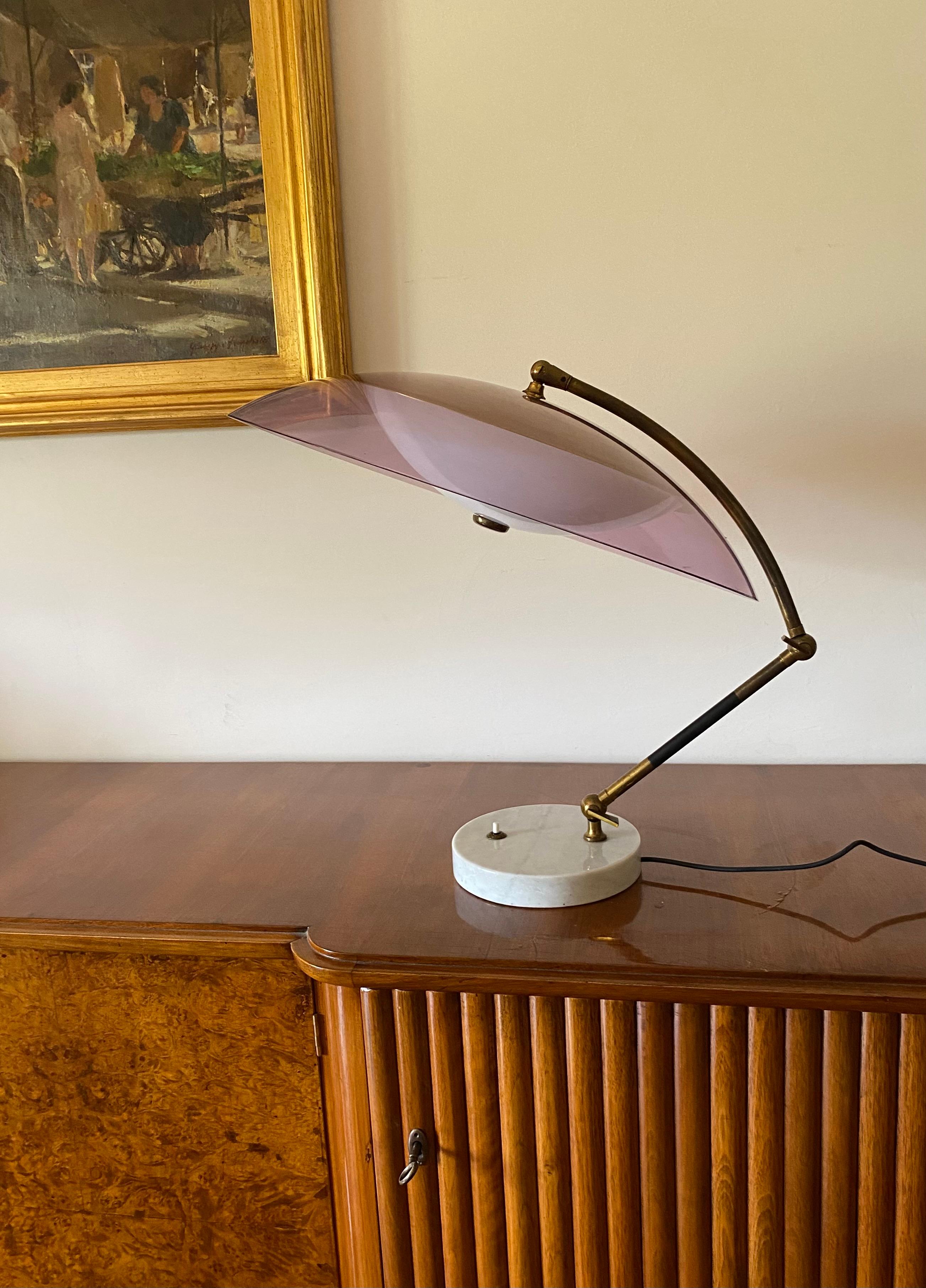 Laiton Stilux, mod. lampe de table à dôme Orléans, Stilux Milano Italie, 1955 en vente