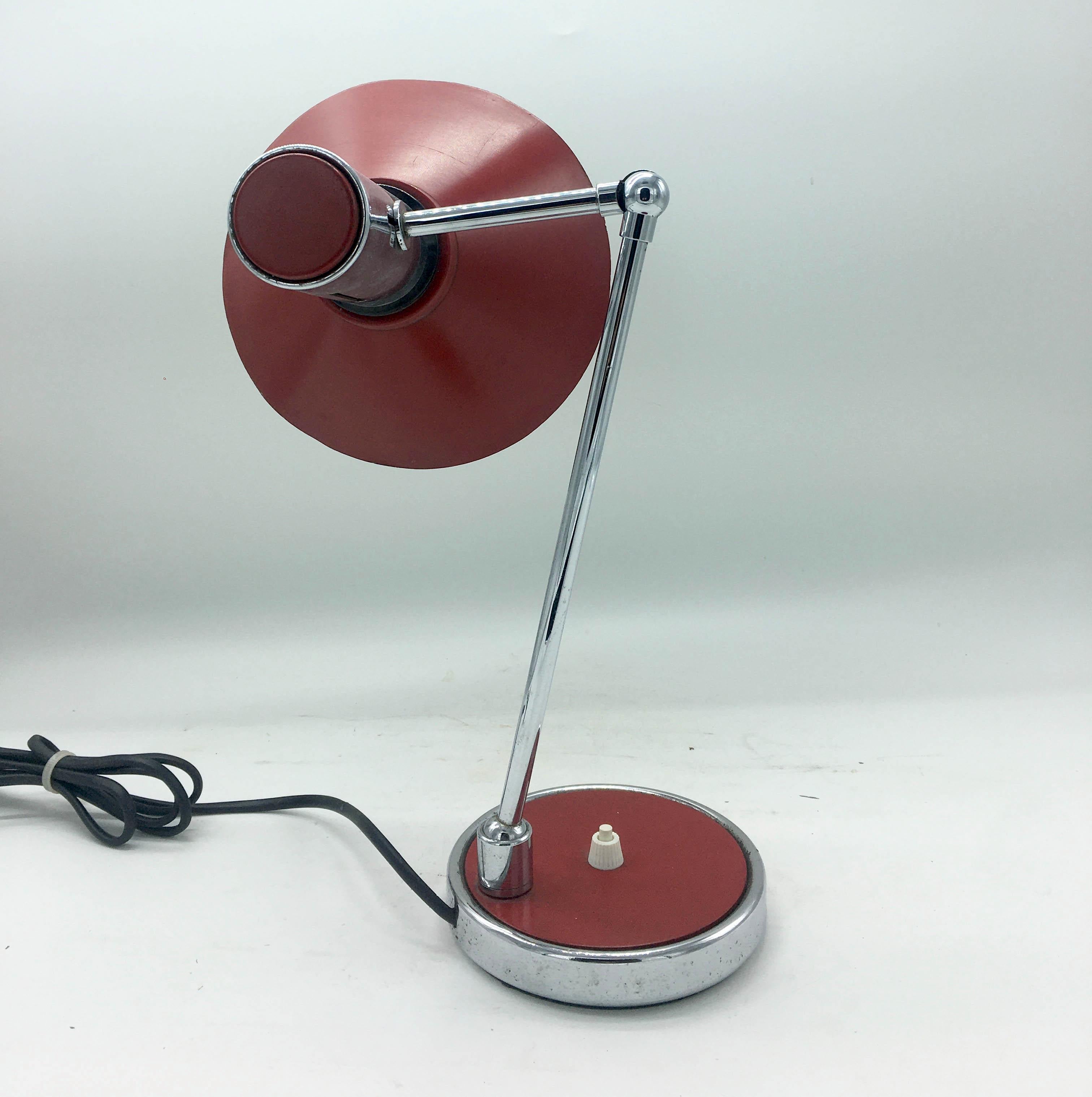 Mid-Century Modern Stilux Red and Chrome Table Lamp, 1950s