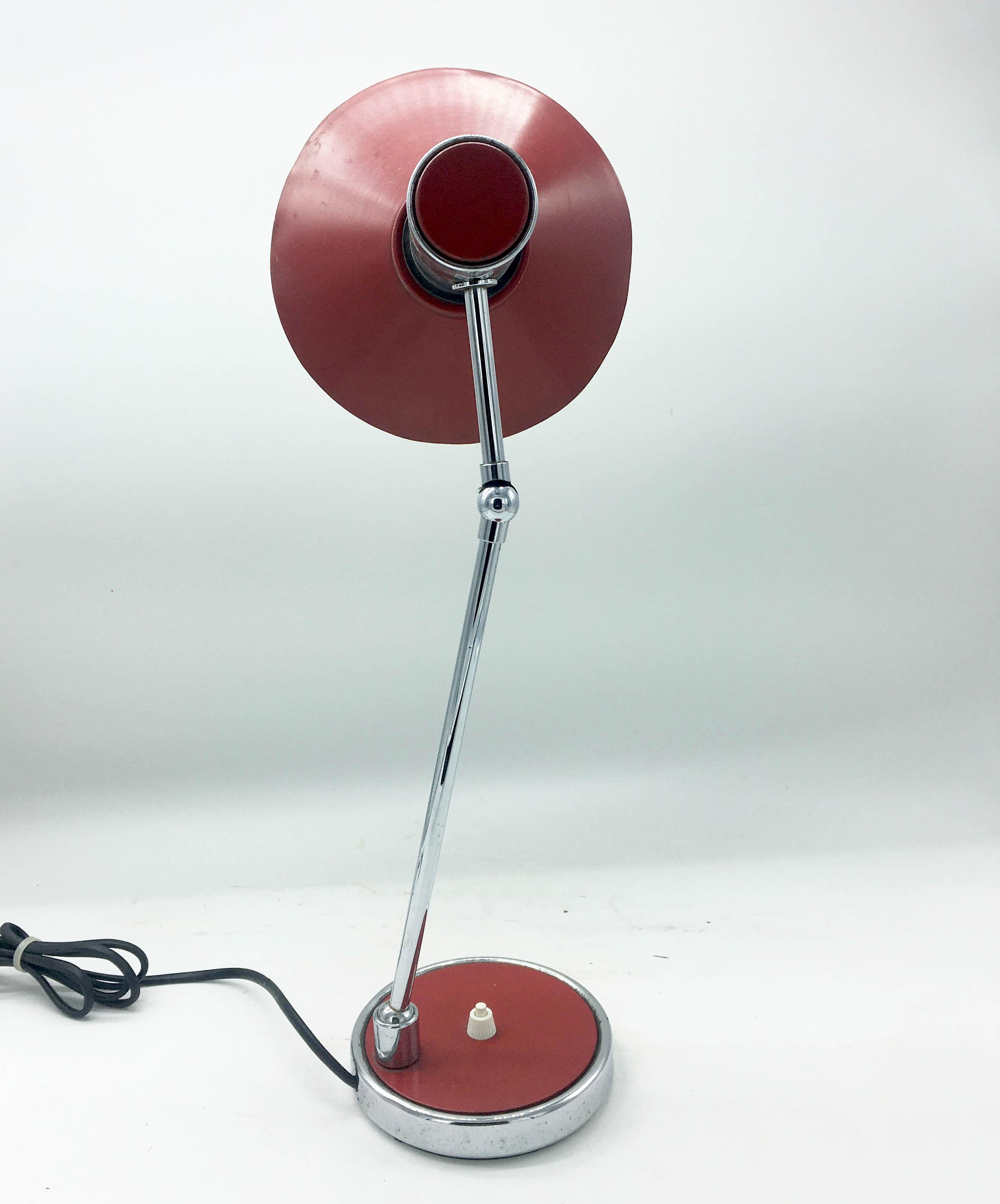Stilux Red and Chrome Table Lamp, 1950s In Good Condition In Naples, IT