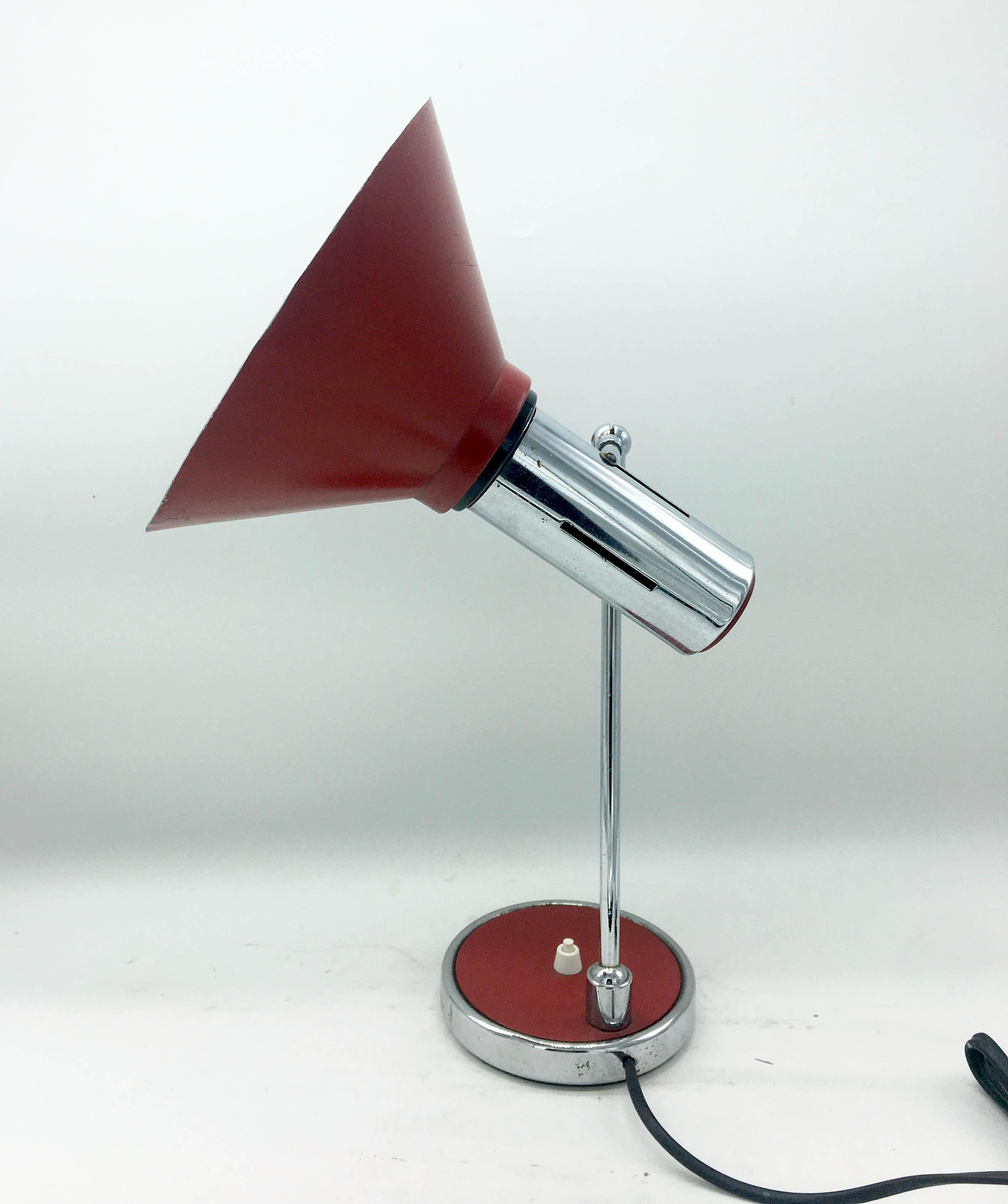 Mid-20th Century Stilux Red and Chrome Table Lamp, 1950s