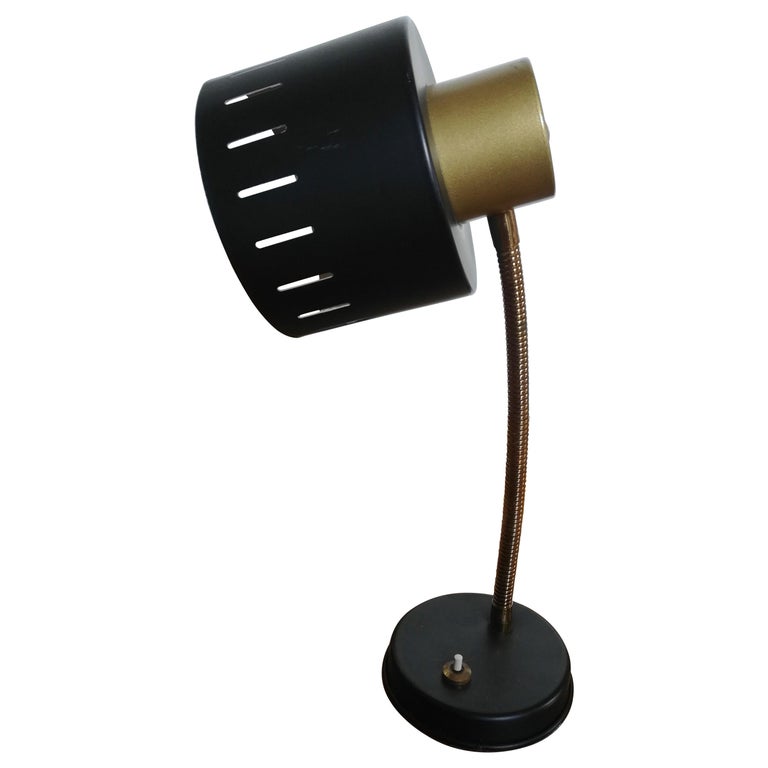 Stilux Style Midcentury Black and Golden Anodized Aluminium Table Lamp