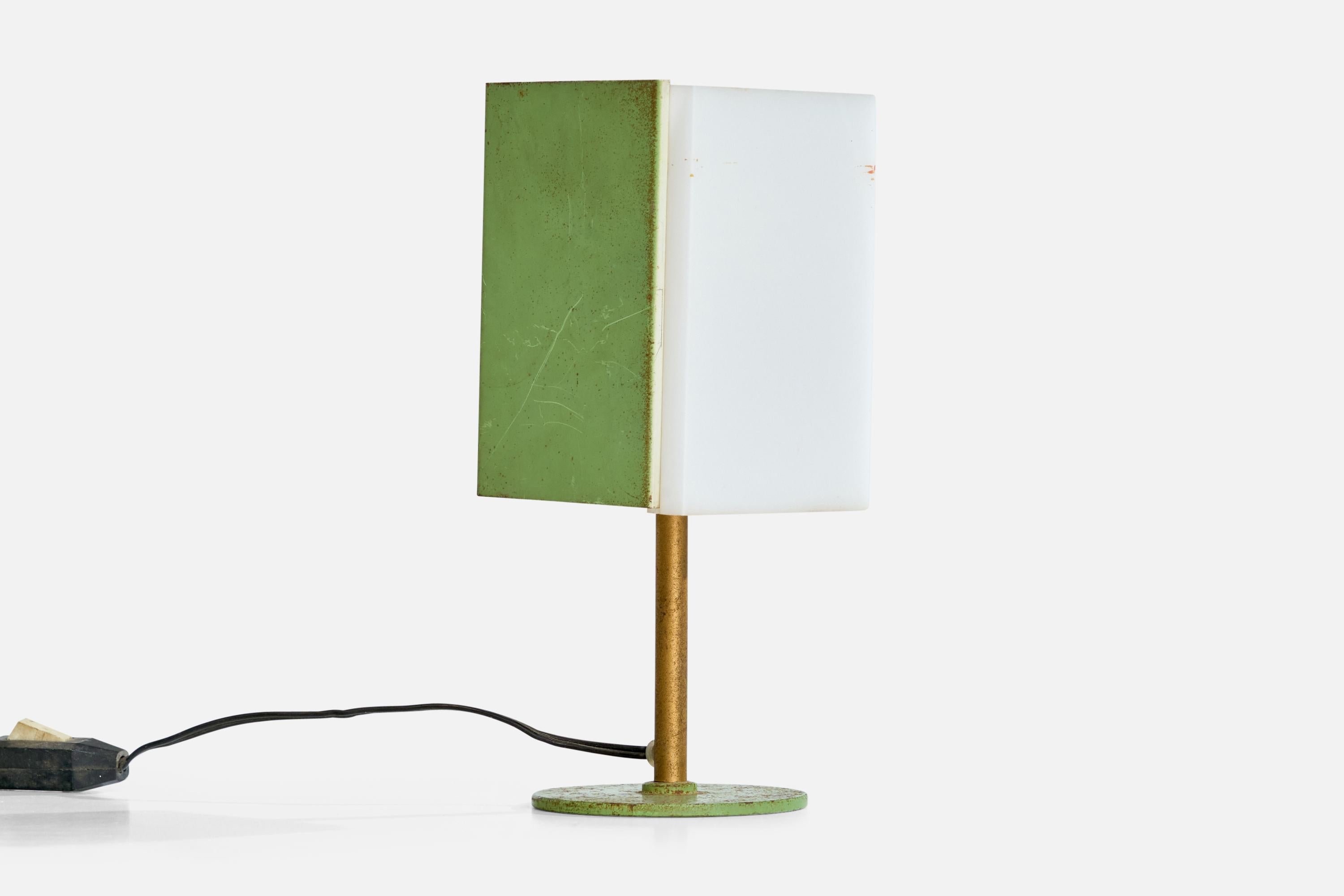Italian Stilux, Table Lamp, Brass, Metal, Acrylic, Italy, 1960s For Sale