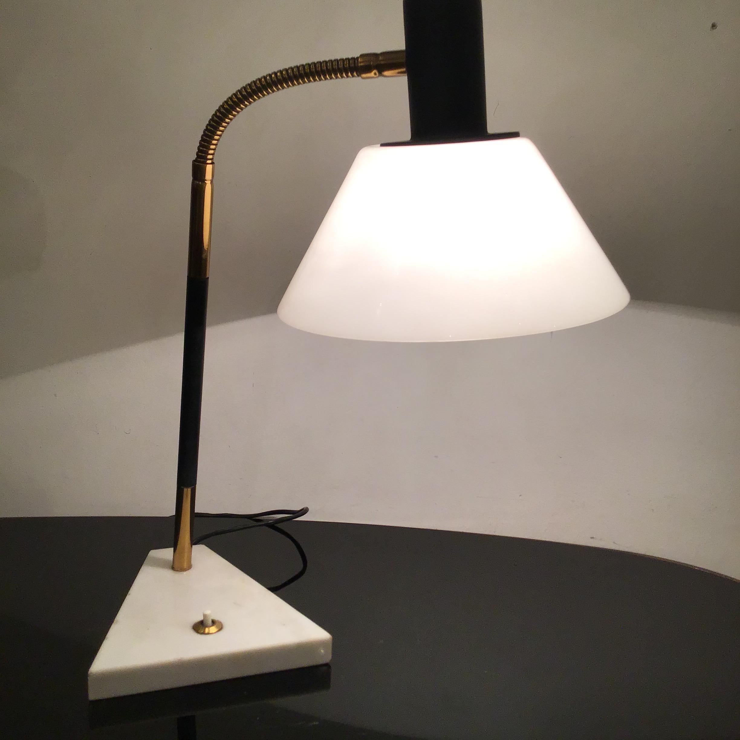 20th Century Stilux Table Lamp Marbre Brass Metal Plexiglass 1958 Italy For Sale