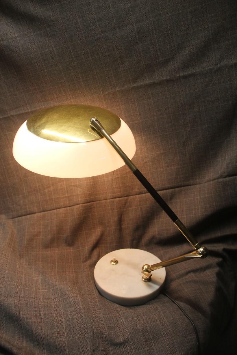 Mid-20th Century Stilux Table Lamp Plexiglass Brass Marble Gold Midcentury Italian Design, 1960 For Sale