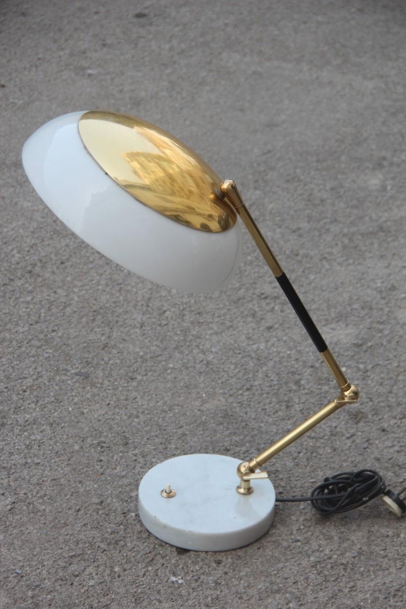 Stilux Table Lamp Plexiglass Brass Marble Gold Midcentury Italian Design, 1960 For Sale 1