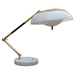 Stilux Table Lamp Plexiglass Brass Marble Gold Midcentury Italian Design, 1960