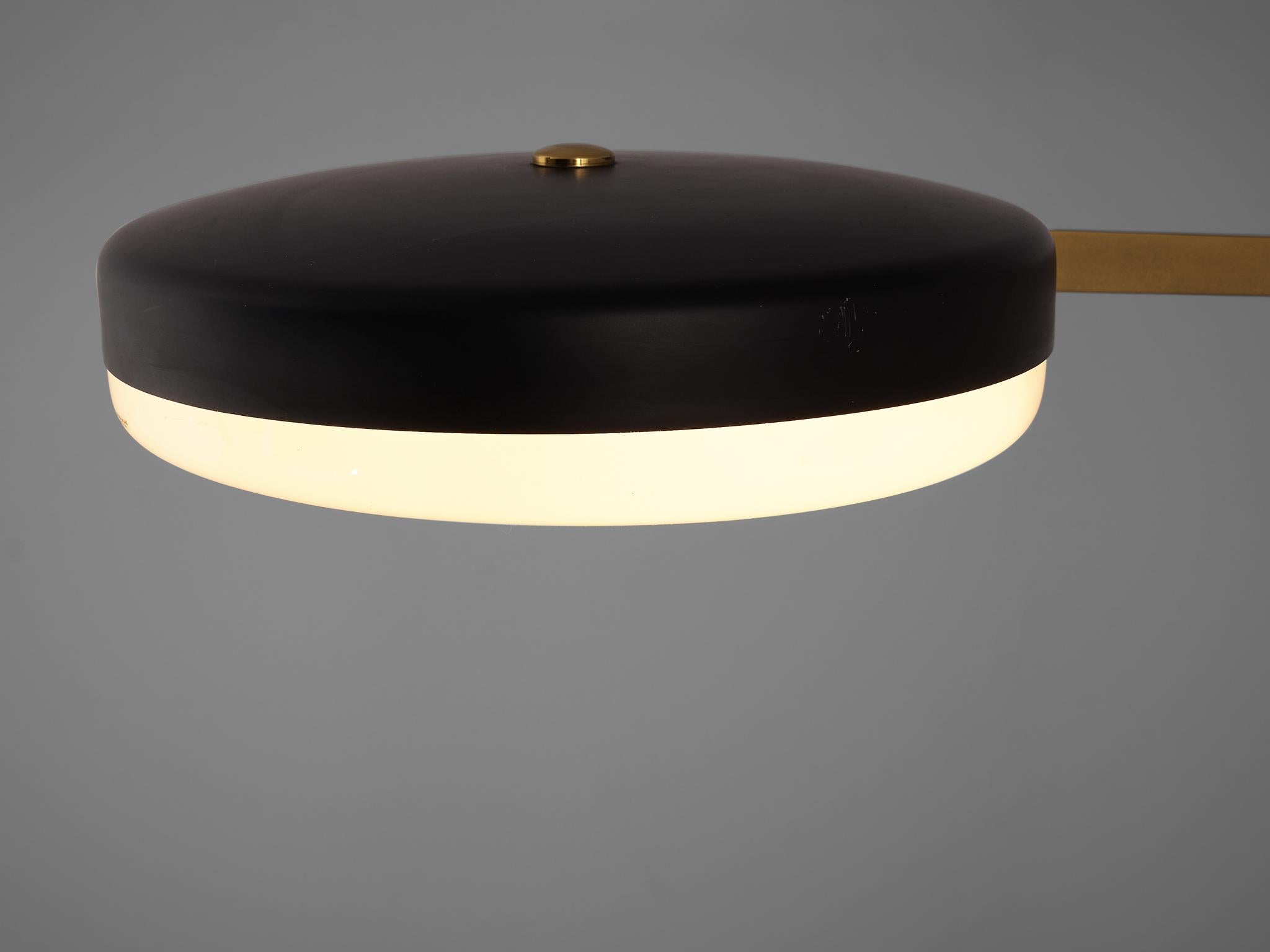 Acrylic Stilux Wall-Mounted Lamp with Adjustable Arms in Brass and Black Metal