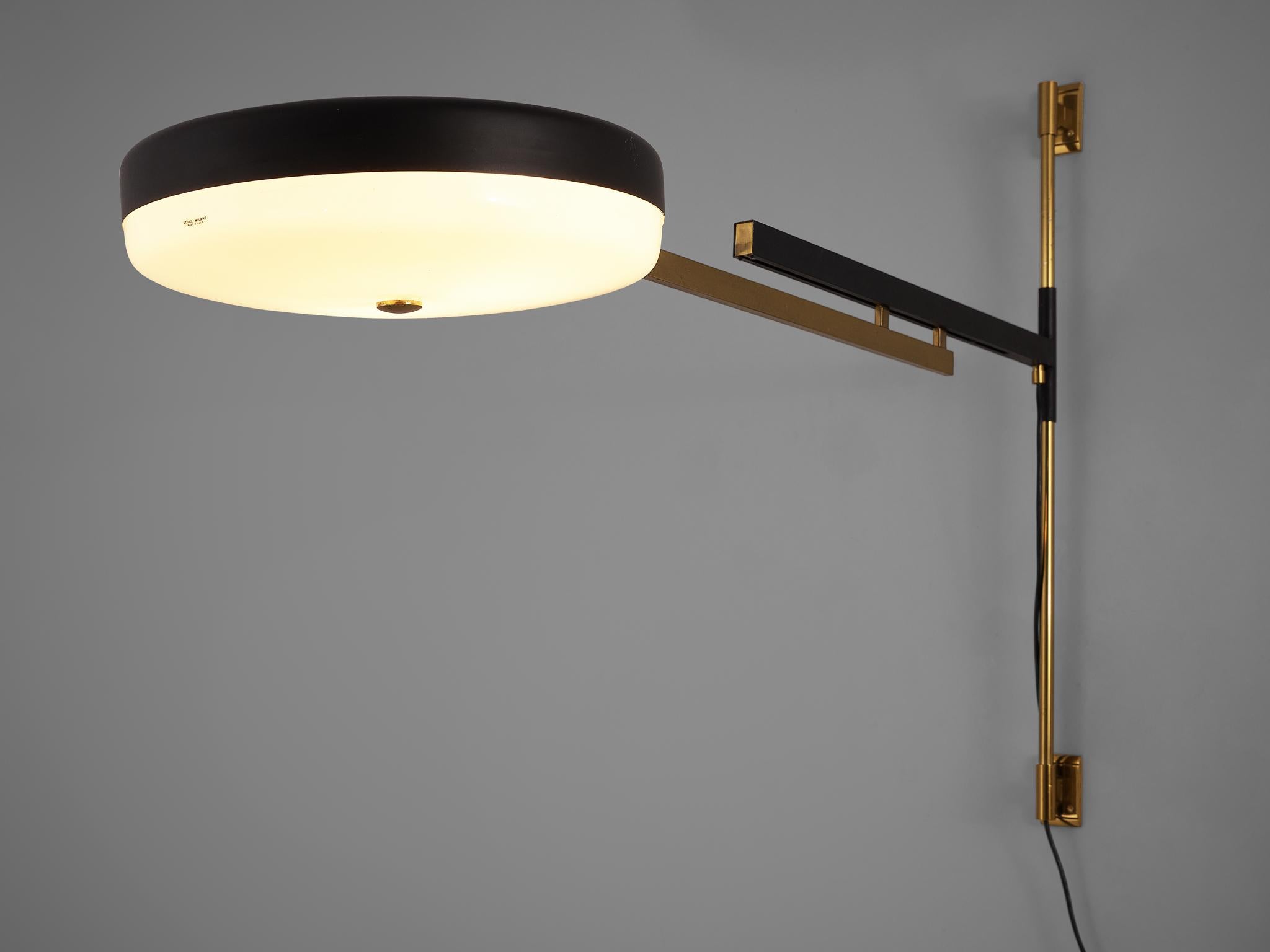 Stilux Wall-Mounted Lamp with Adjustable Arms in Brass and Black Metal 1