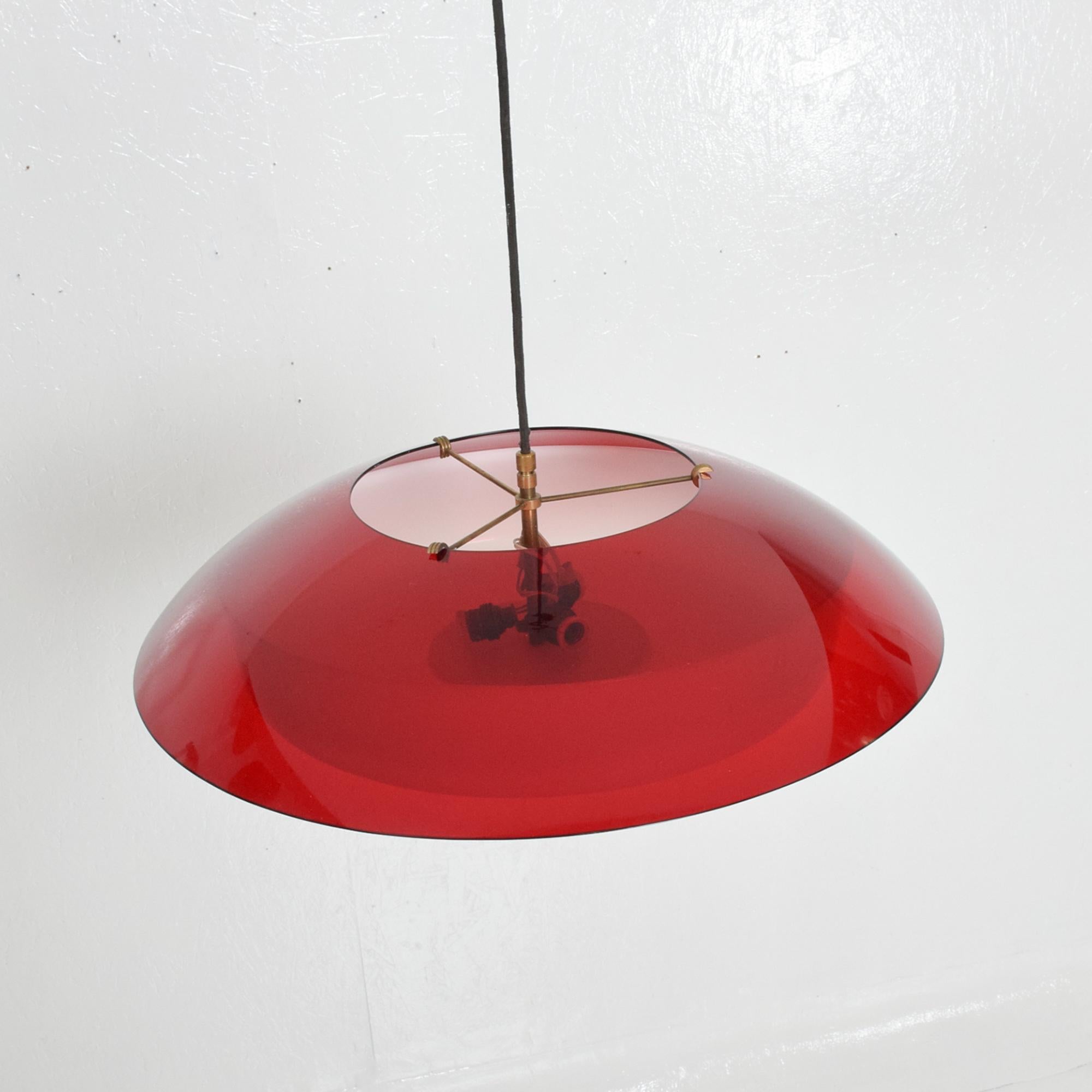 Italian Stilux White and Red Molded Plexiglass Pendant Ceiling Lamp, 1960s, Milan, Italy