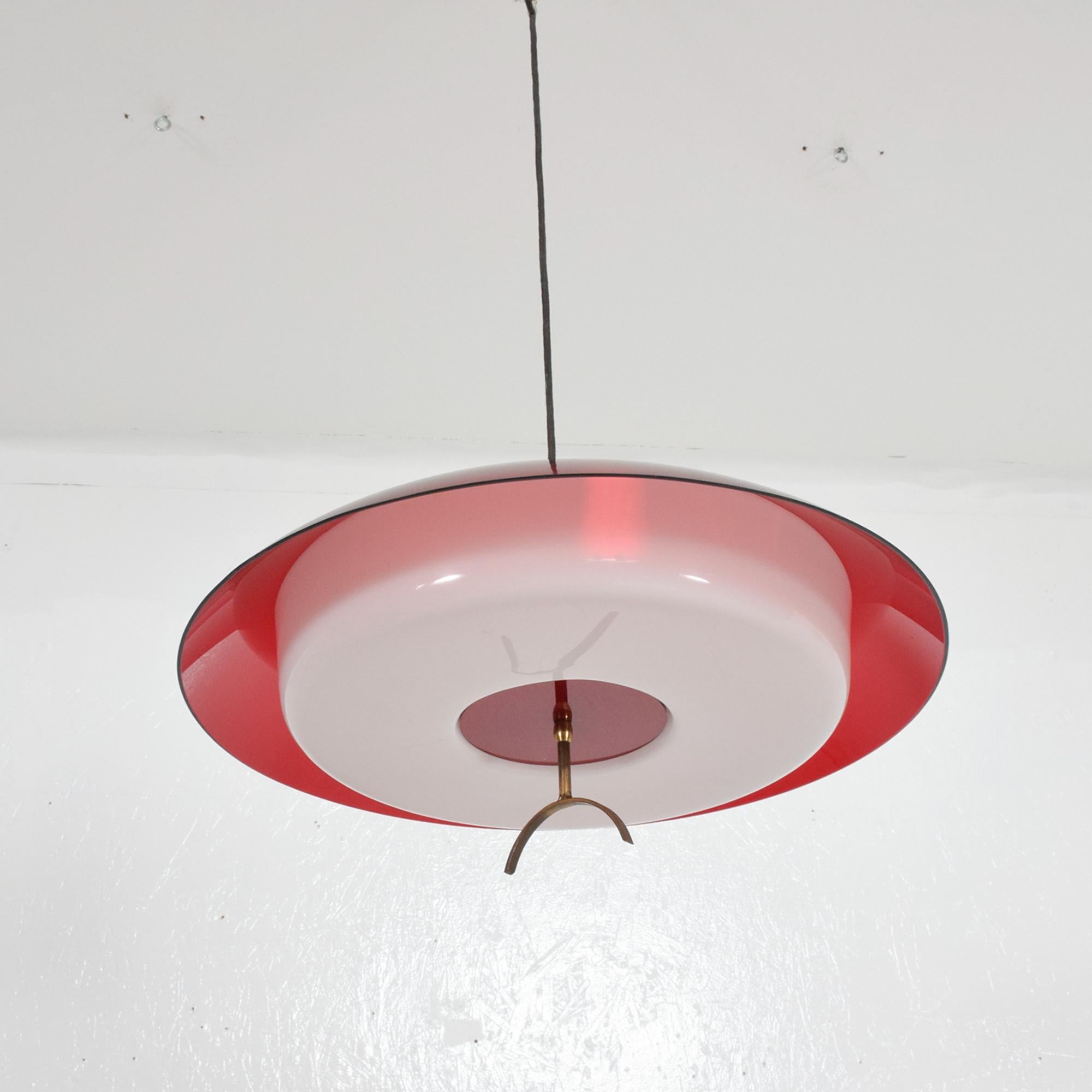 Mid-20th Century Stilux White and Red Molded Plexiglass Pendant Ceiling Lamp, 1960s, Milan, Italy