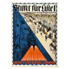 STIMT FÜR LISTE 1: Cartel político suizo vintage original de 1919