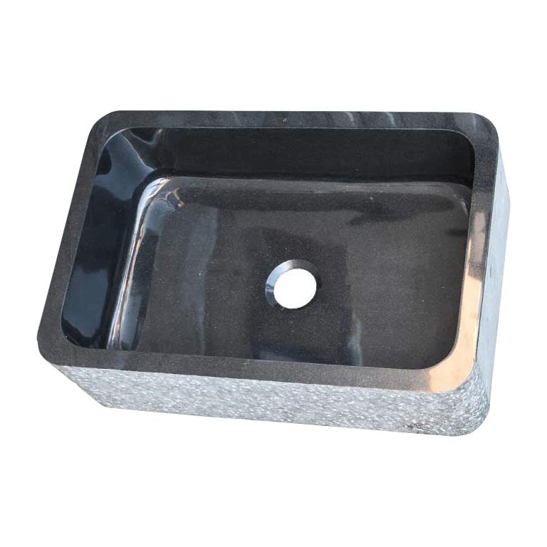Stine Forest Farmhouse Black Gray Chiseled Granite Stone Apron Front Sink New For Sale