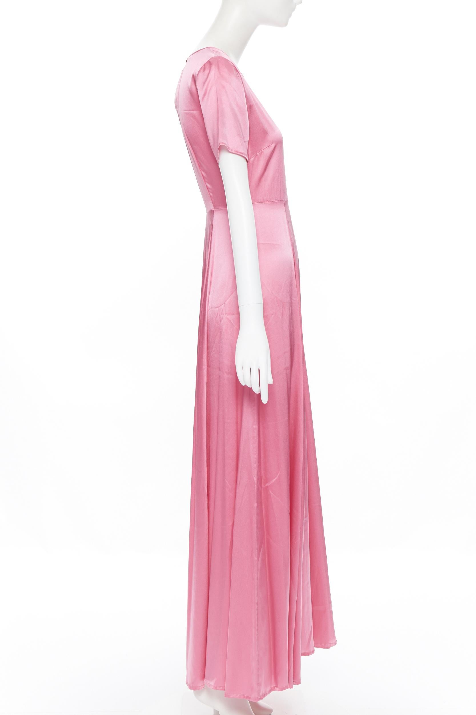 STINE GoYA maxi abito a maniche corte e girocollo in seta elasticizzata rosa brillante XS In condizioni ottime a Hong Kong, NT