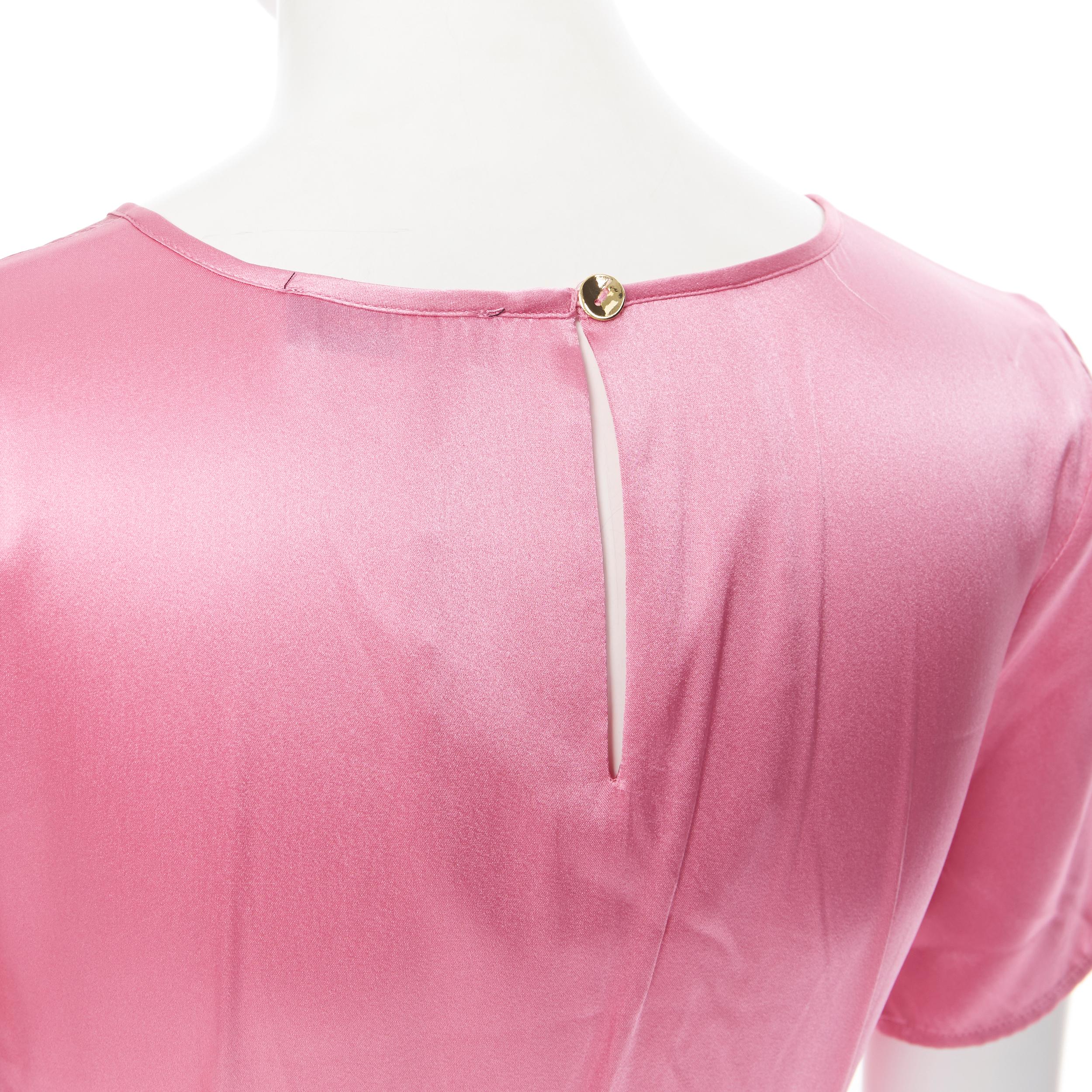 STINE GoYA maxi abito a maniche corte e girocollo in seta elasticizzata rosa brillante XS 1