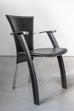 Stine Line 1990s Leather Armchair - Sleek Black Italian Design With Modern Flair