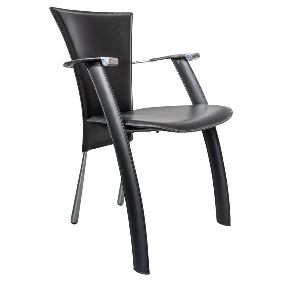 Stine Line 1990s Ledersessel - elegantes schwarzes italienisches Design mit modernem Flair im Angebot