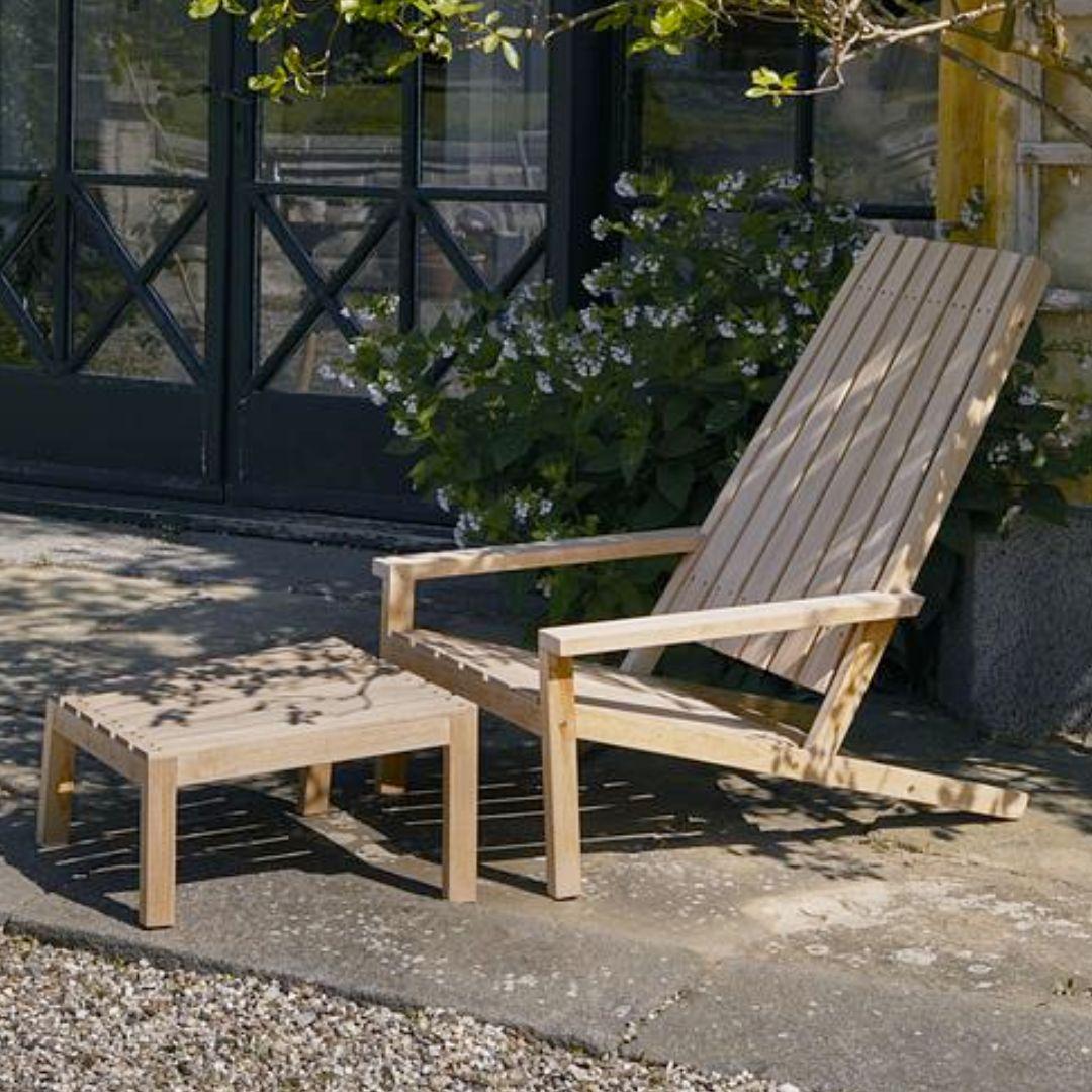 Stine Weigelt outdoor 'Between Lines' teak stool for Skagerak

Skagerak was founded in 1976 by Jesper and Vibeke Panduro, who took inspiration from their love of Scandinavian design and its rich tradition. The brand emphasizes sustainability by