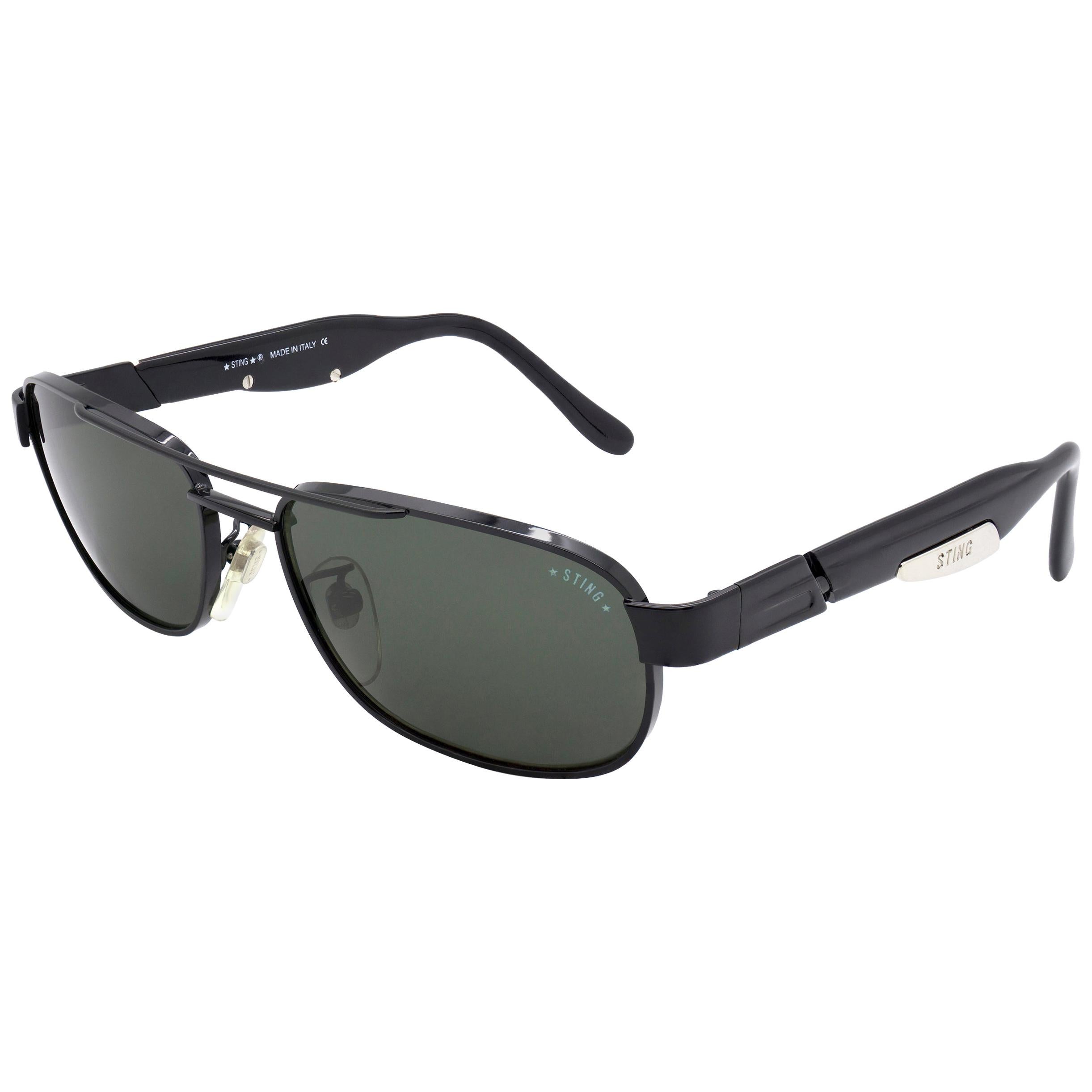 Sting black aviator sunglasses, Italy 90s For Sale