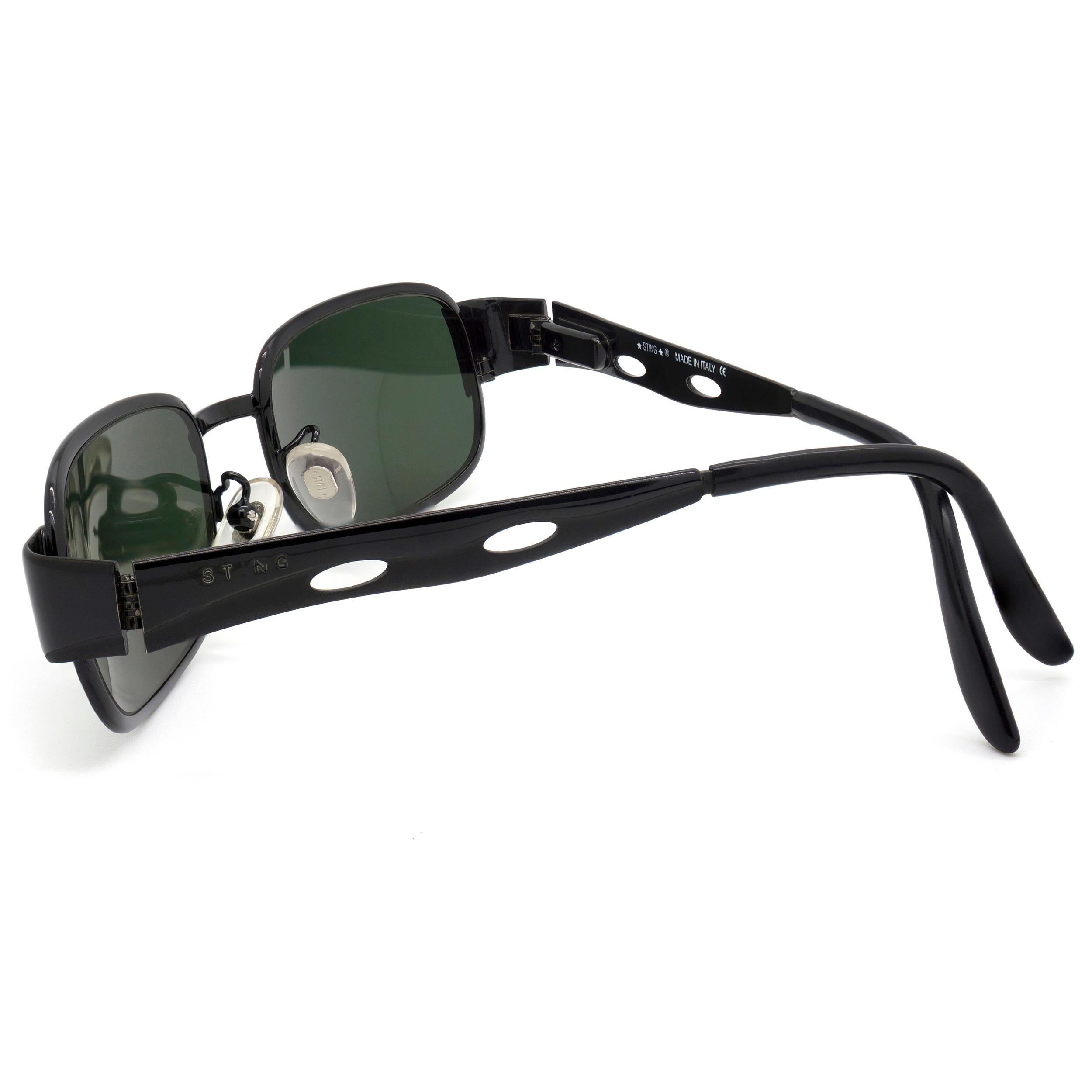 Black Sting black rectangular sunglasses, Italy 90s For Sale