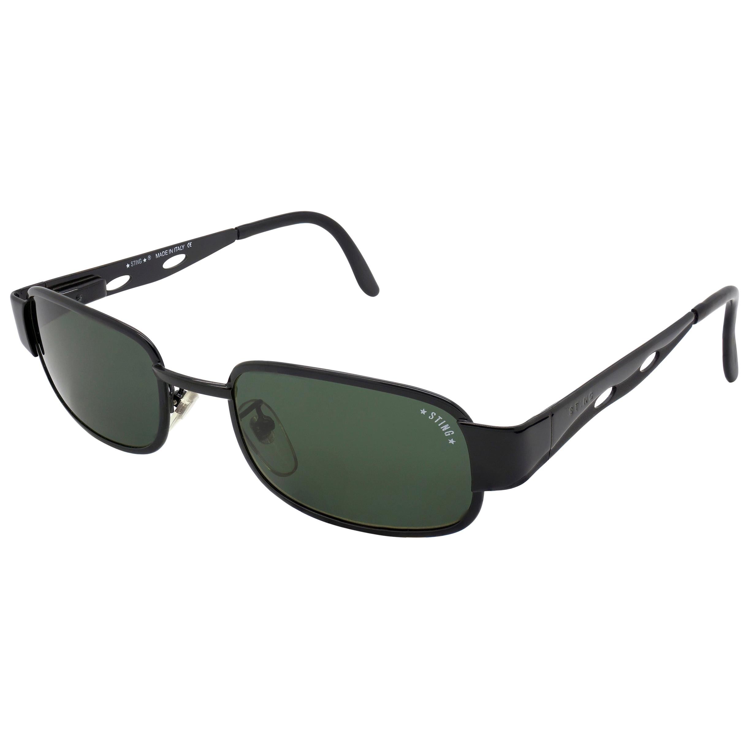 Sting black rectangular sunglasses, Italy 90s For Sale