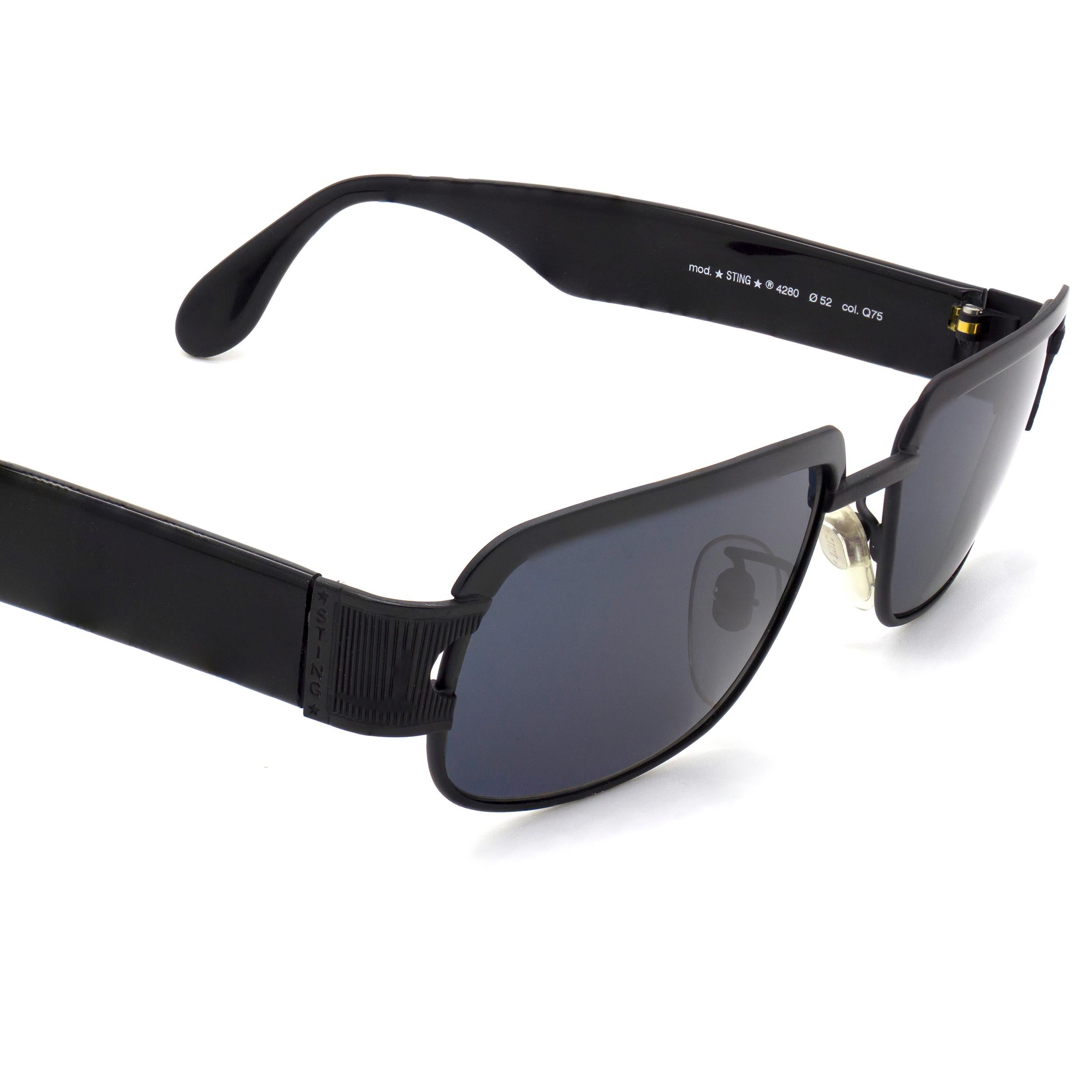 Black Sting black vintage sunglasses, Italy 90s For Sale
