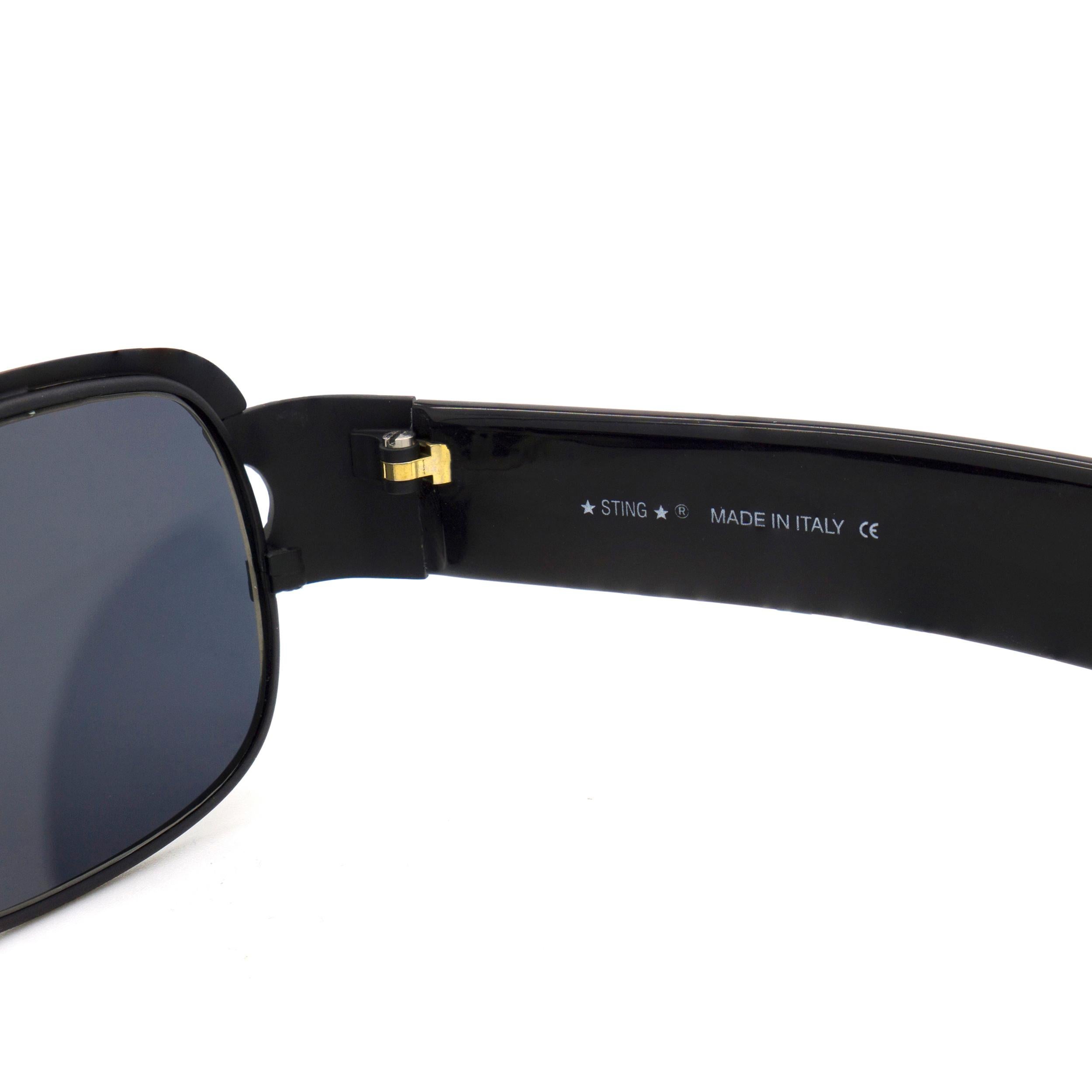 Sting black vintage sunglasses, Italy 90s In New Condition For Sale In Santa Clarita, CA