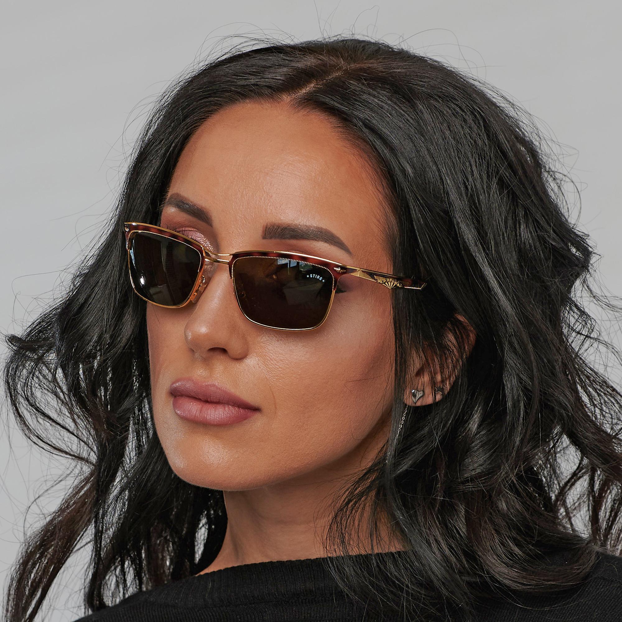 Sting gold vintage sunglasses, Italy 80s For Sale 5