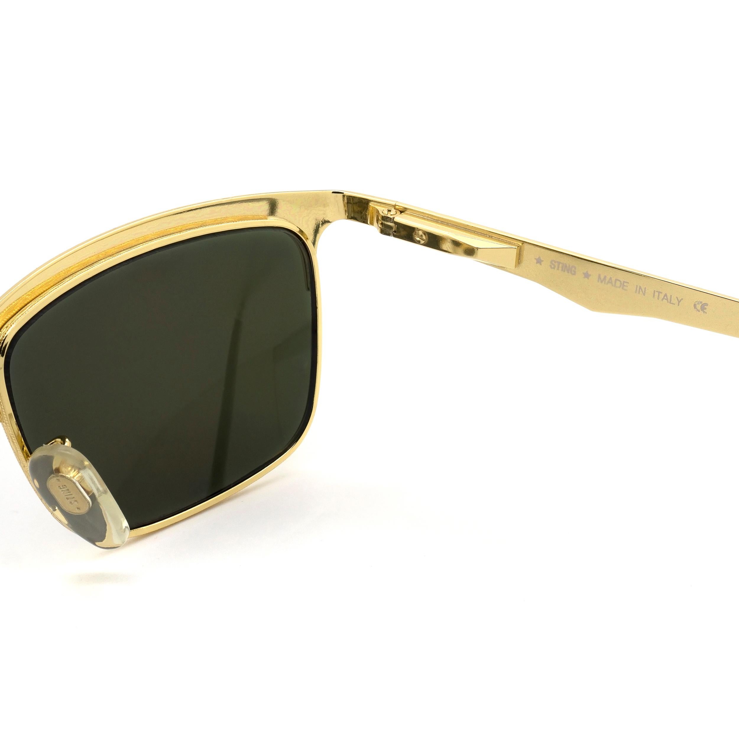 Black Sting gold vintage sunglasses, Italy 80s For Sale
